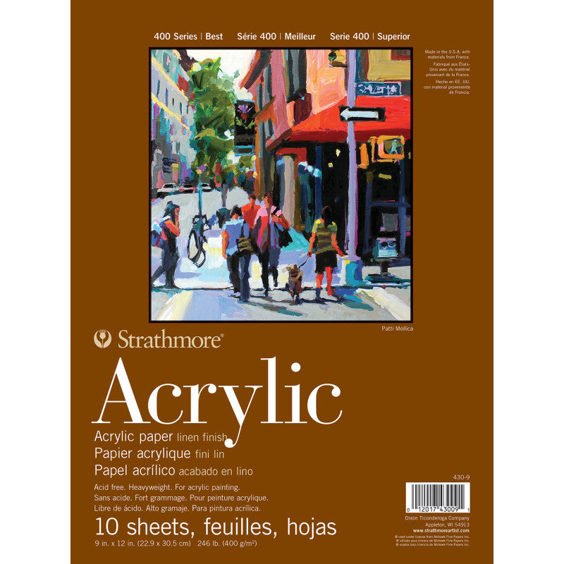 400 Series Acrylic Pad, Glue Binding, 10 Sheet, 9x12 inch, 1 Count