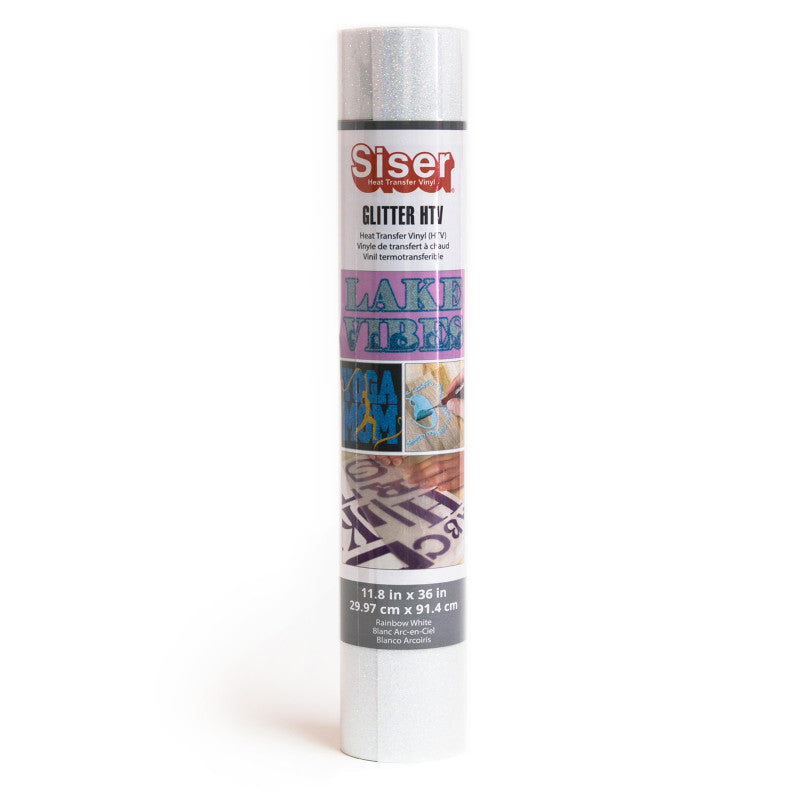 Glitter HTV Heat Transfer Vinyl, 36", Rainbow White