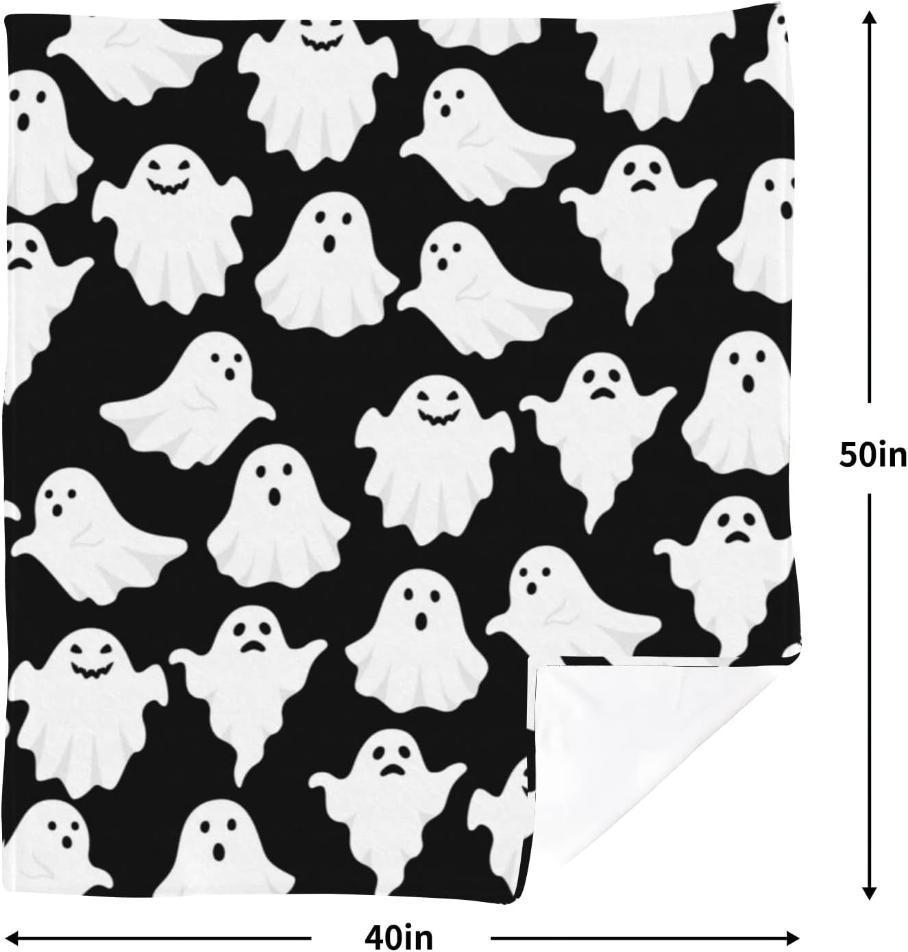 Halloween Throw Blankets Funny Ghost Cute Halloween Spooky Black and White Throw Blanket Lightweight Cozy Flannel Blanket for Bedroom Living Rooms Couch Sofa Bed Home Decorations 60X80 Inch