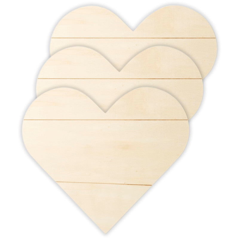 Heart Sign, Plywood, 11.81" x 10.59", Pack of 3