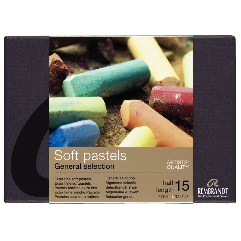 Soft Pastel Cardboard Box Set, General Selection, 15 Half Sticks
