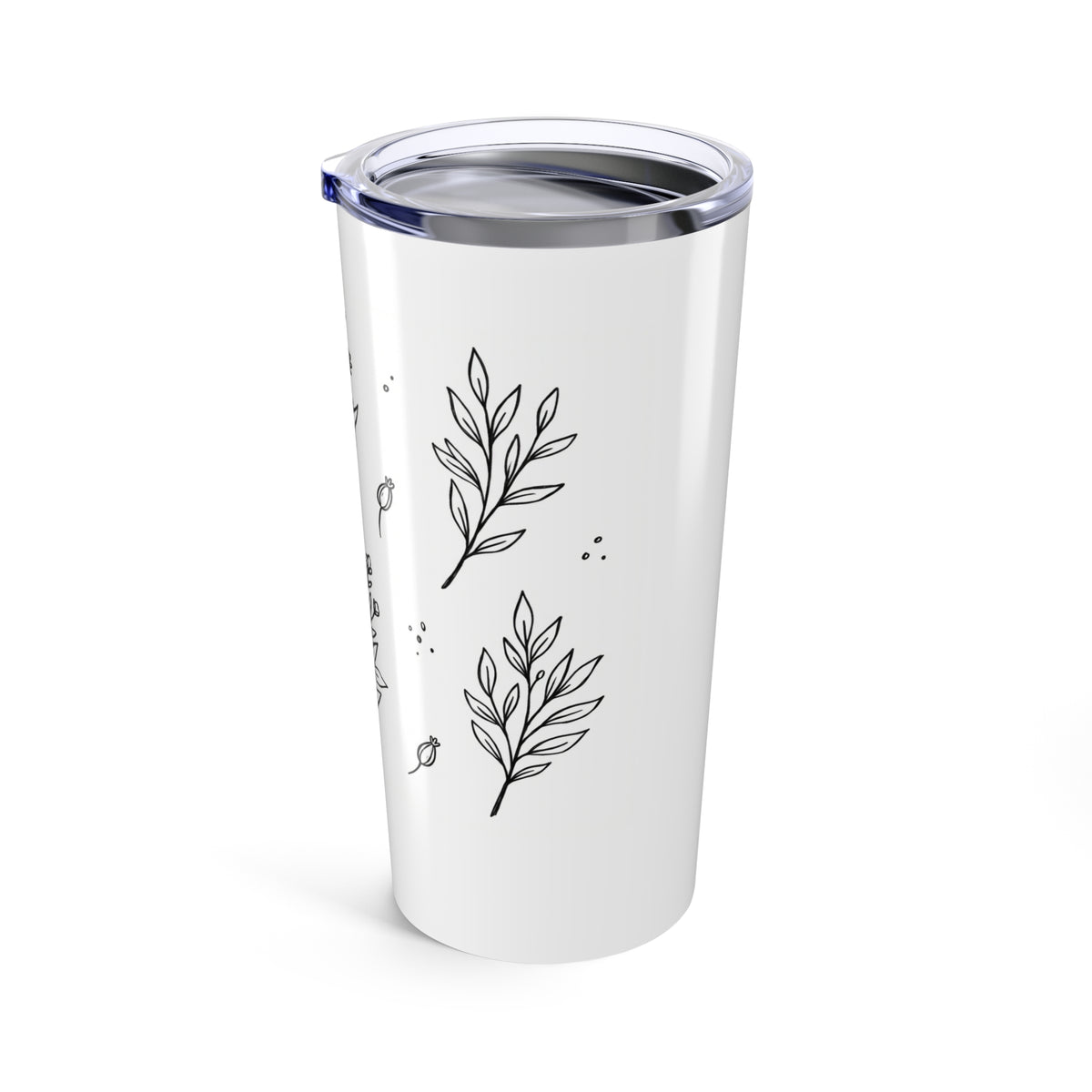 Botanical Line Art Doodle | 20oz Stainless Steel Tumbler Cup w/ Lid | Family & Friend Gift | Gen Z Irony Boho