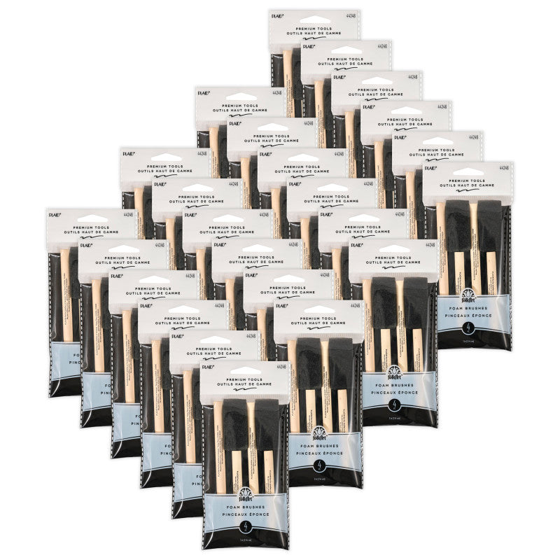 Foam Brushes, 1", 4 Per Set, 24 Sets
