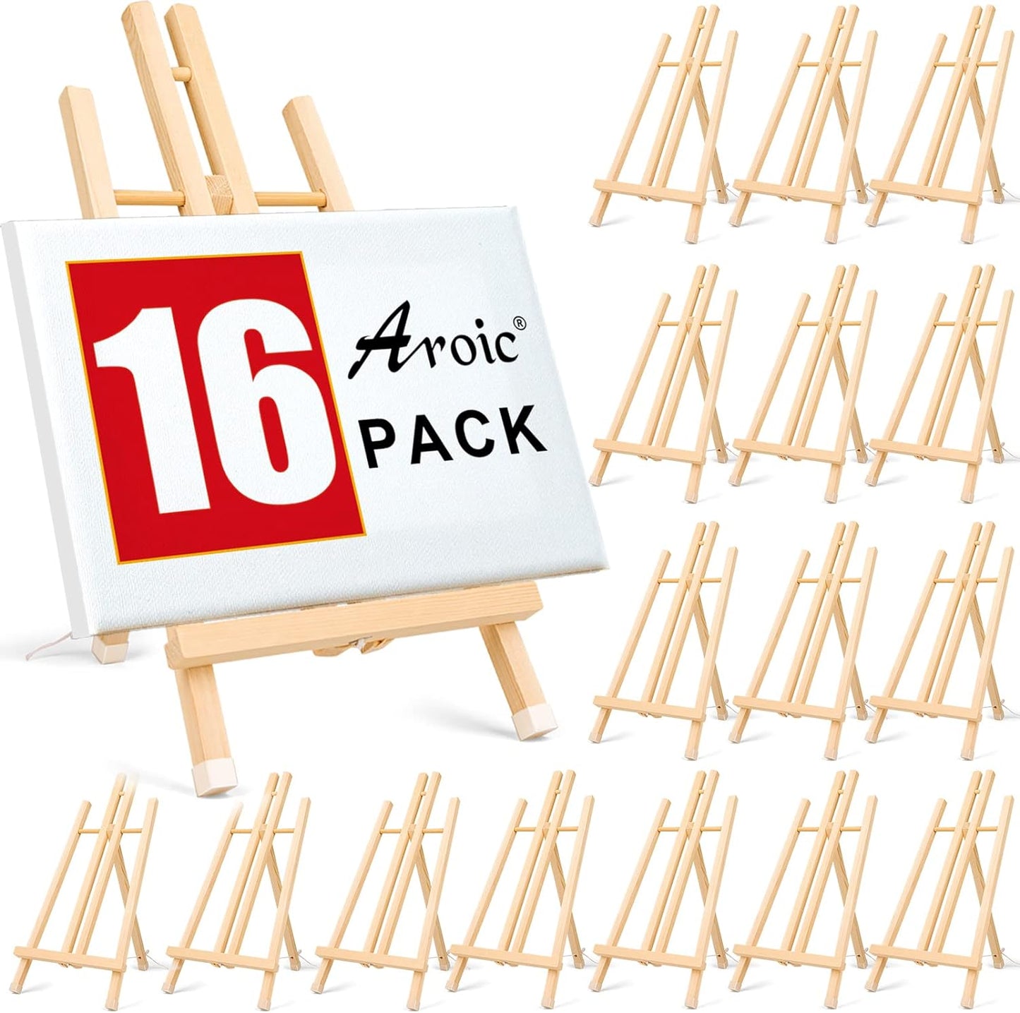3 Pack 16 Inch Wood Easels, Easel Stand for Painting Canvases, Art, and Crafts, Tripod, Painting Party Easel, Kids Student Tabletop Easels for Painting, Portable Canvas Photo Picture Sign Holder