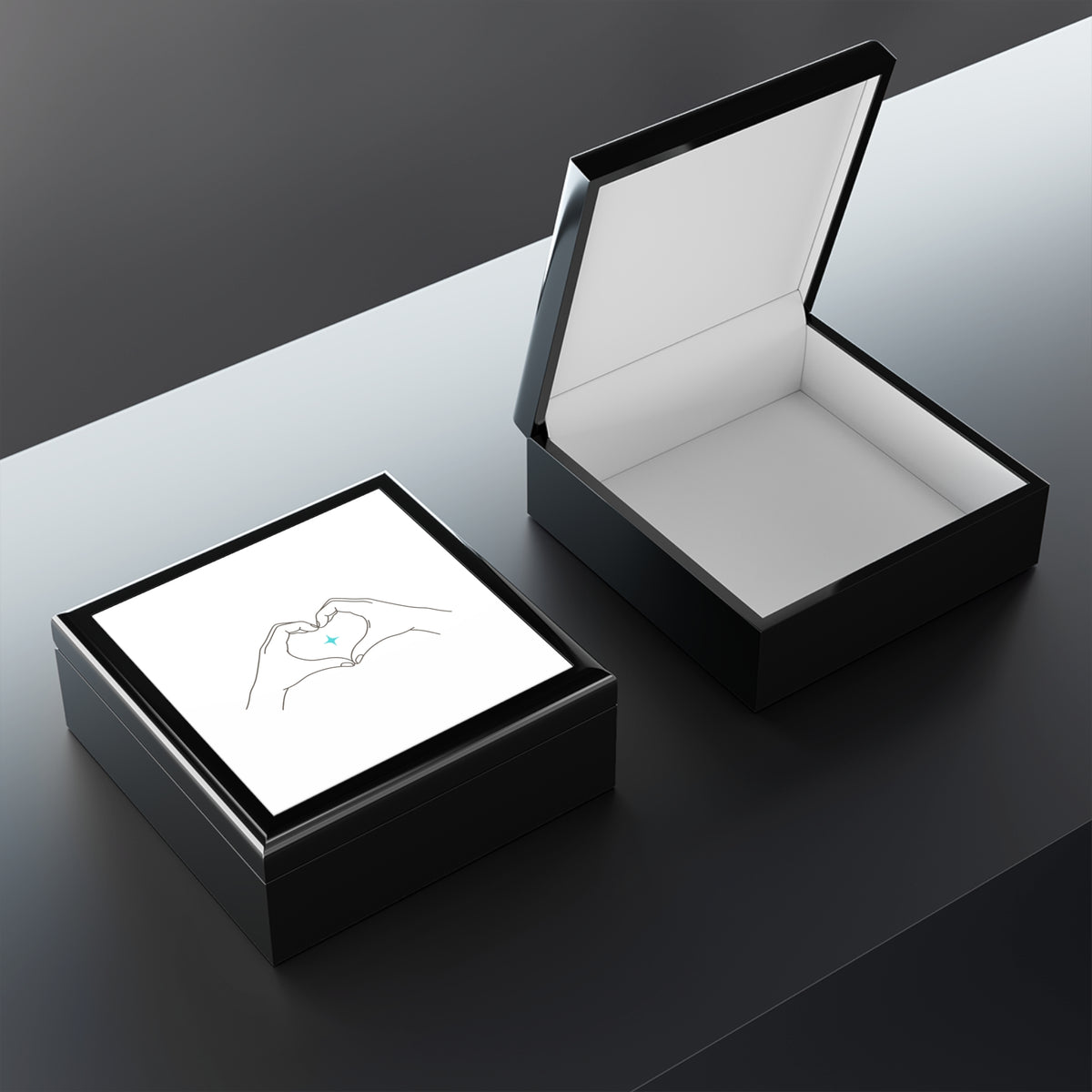 Line Art Heart Hands | Jewelry Box for Rings & Keepsakes | Valentine, Galentine’s, Couple Gift | Minimal Aesthetic