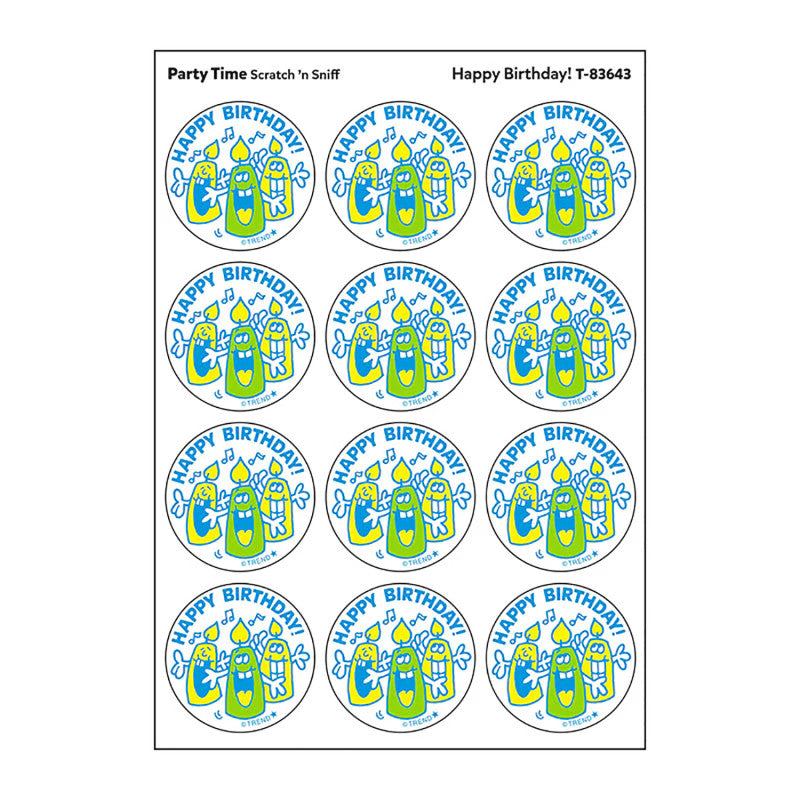 Happy Birthday!/Party Time scent Retro Scratch 'n Sniff Stinky Stickers®, 24 ct.