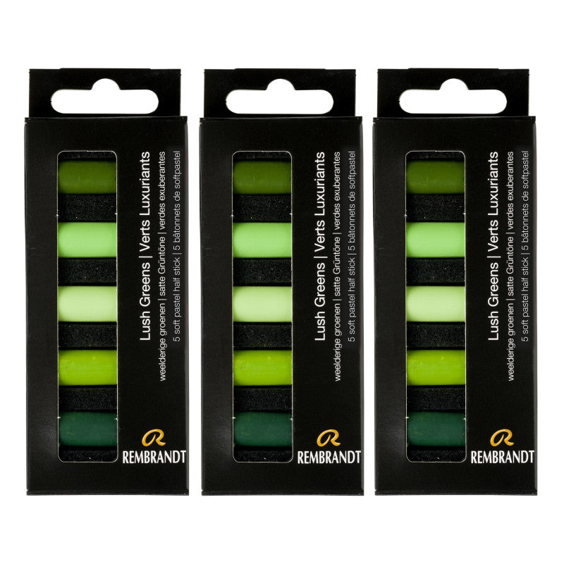 Soft Pastels Micro Sets, Lush Greens Per Set, 5 Half Sticks, 3 Sets