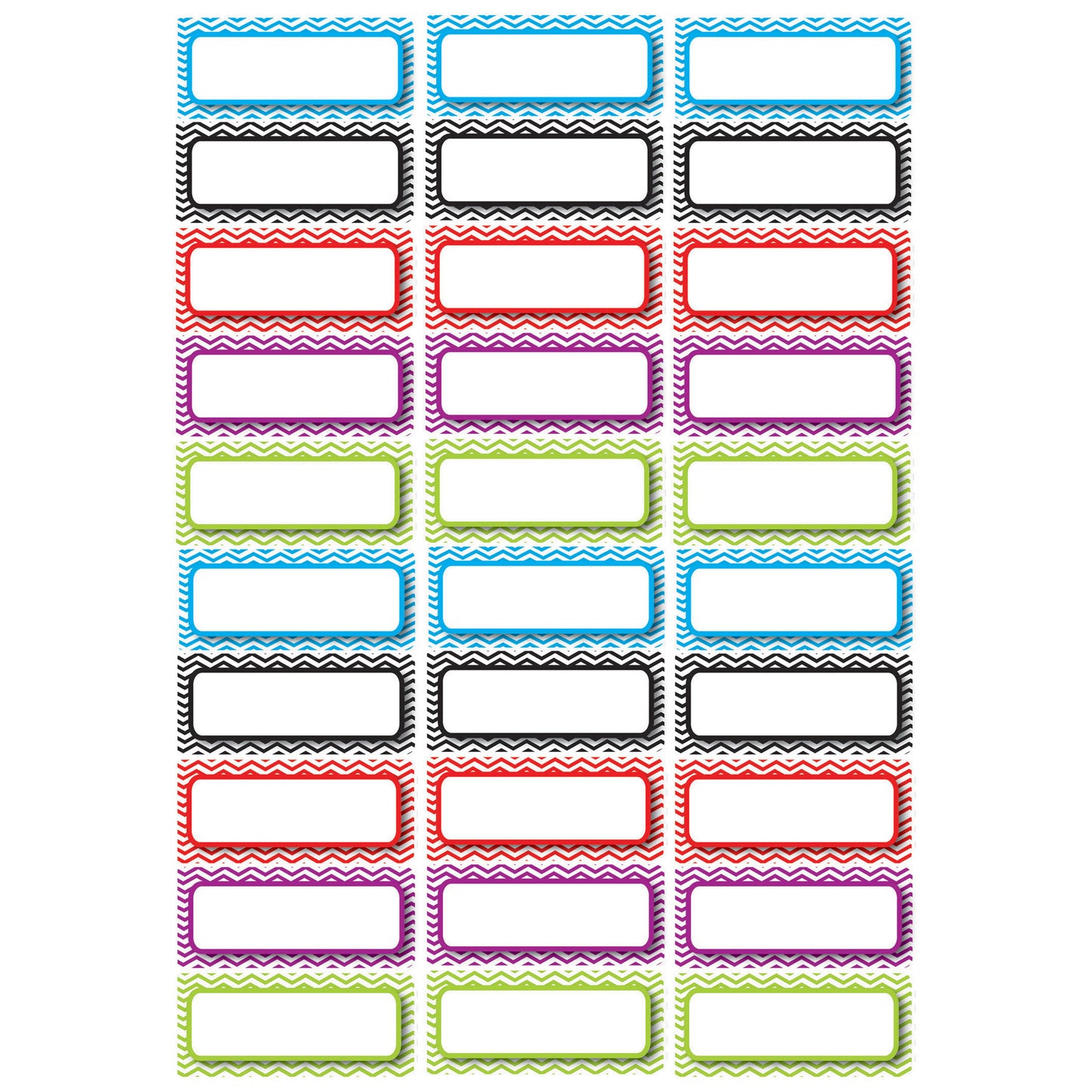 Die-Cut Magnetic Foam Color Chevron Labels/Nameplates, Pack of 30