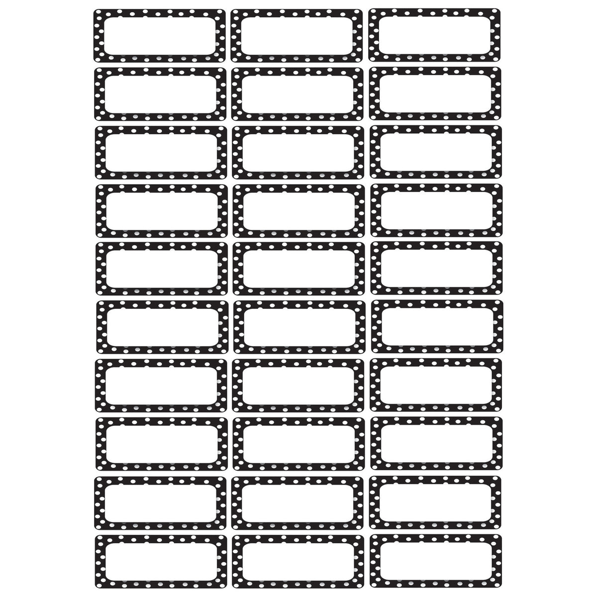 Die-Cut Magnetic Foam Black & White Dots Labels/Nameplates, Pack of 30