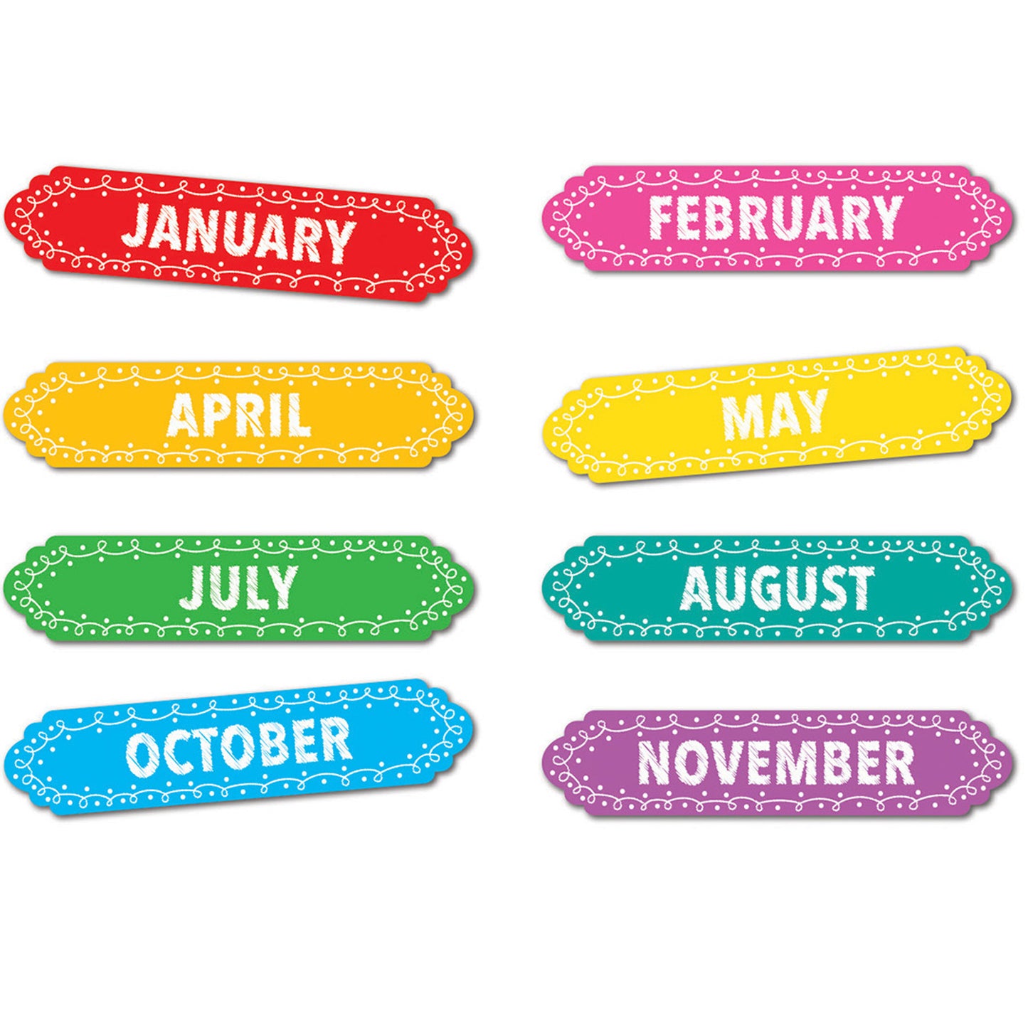 Magnetic Die-Cut Timesavers & Labels, Months of the Year, Chalk Loops, 12 Per Pack, 3 Packs