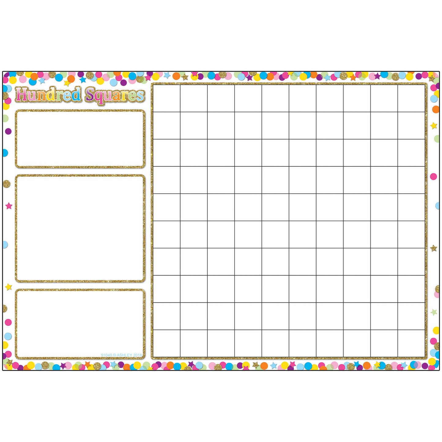 Smart Poly™ Chart, 13" x 19", Confetti Hundred Squares