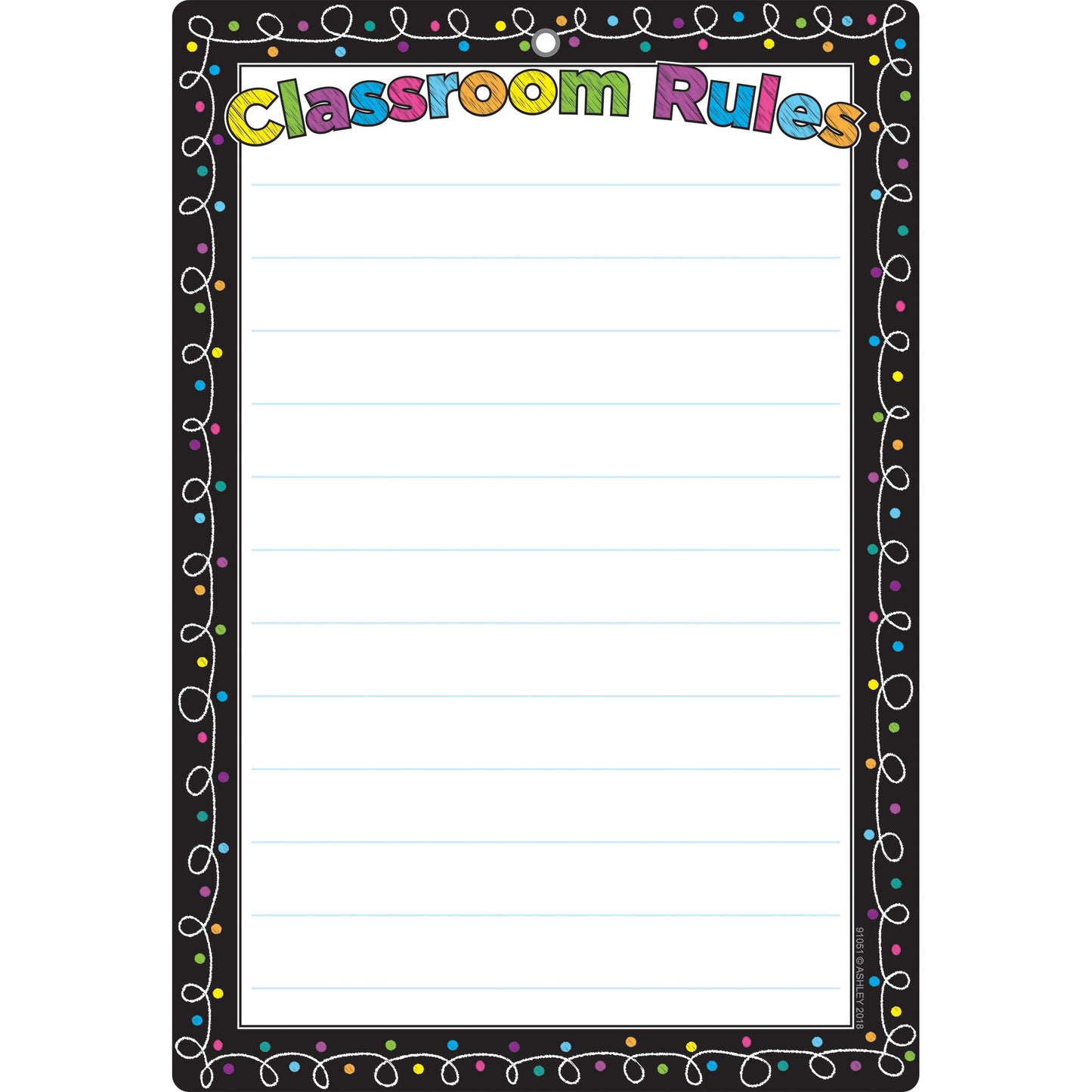 Smart Poly™ Chart, 13" x 19", Chalk Dots with Loops Classroom Rules, w/Grommet