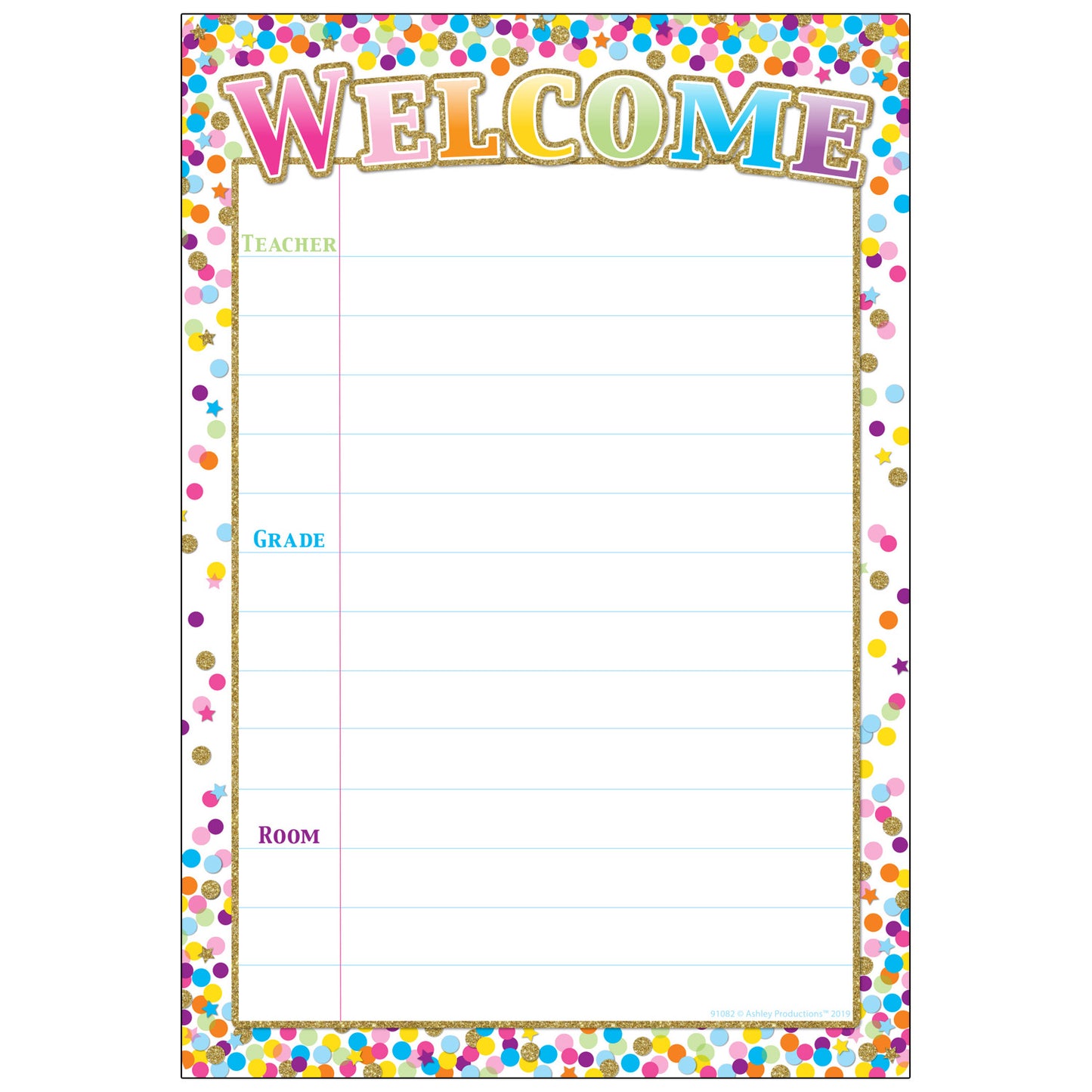 Smart Poly® Chart Confetti Welcome, 13" x 19"