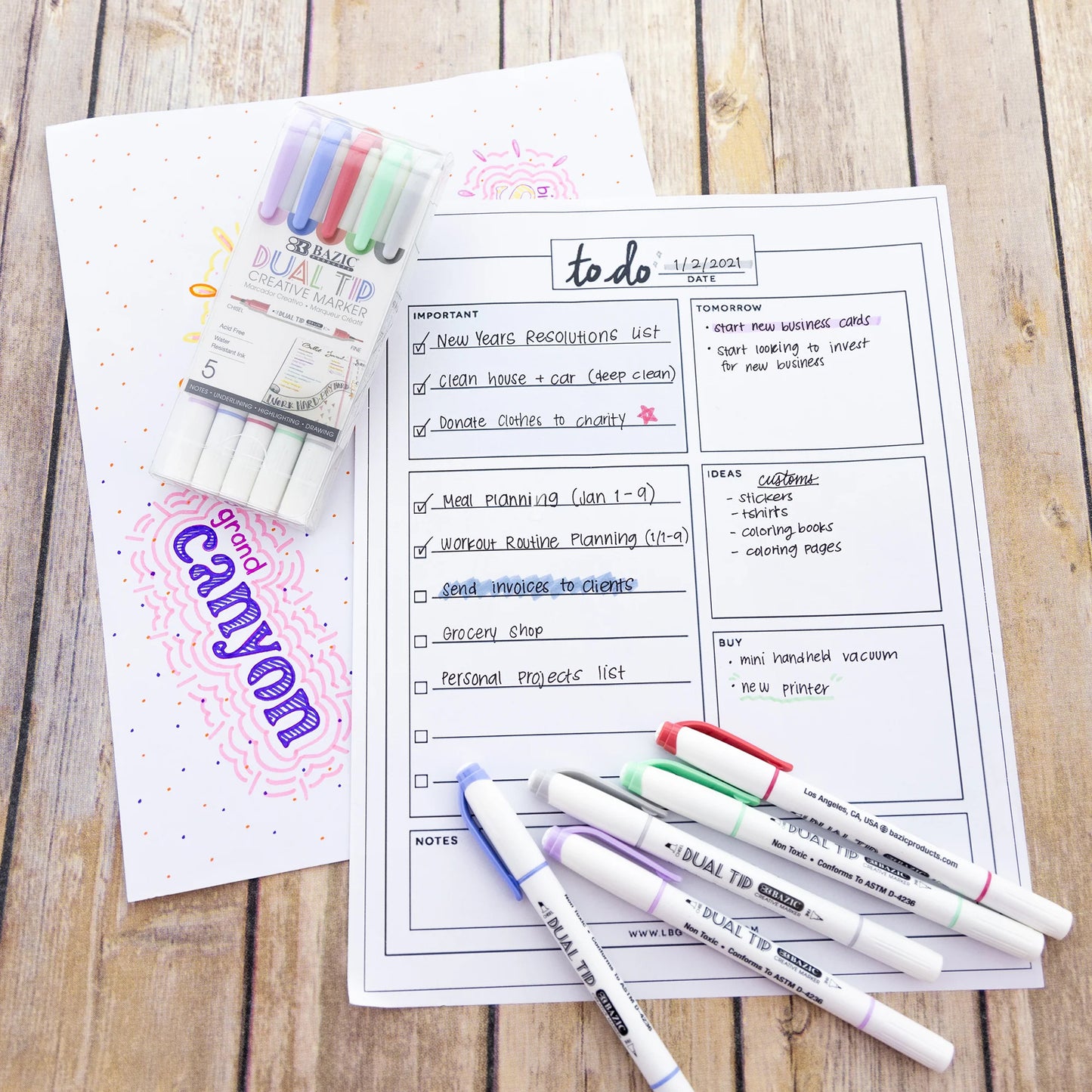 5 Colors Dual Tip Creative Markers