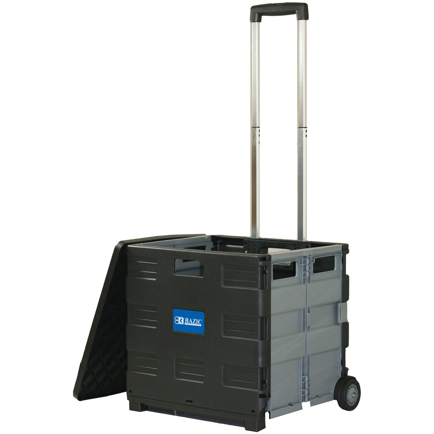Folding Cart on Wheels w/Lid Cover, 16" x 18" x 15", Black/Gray