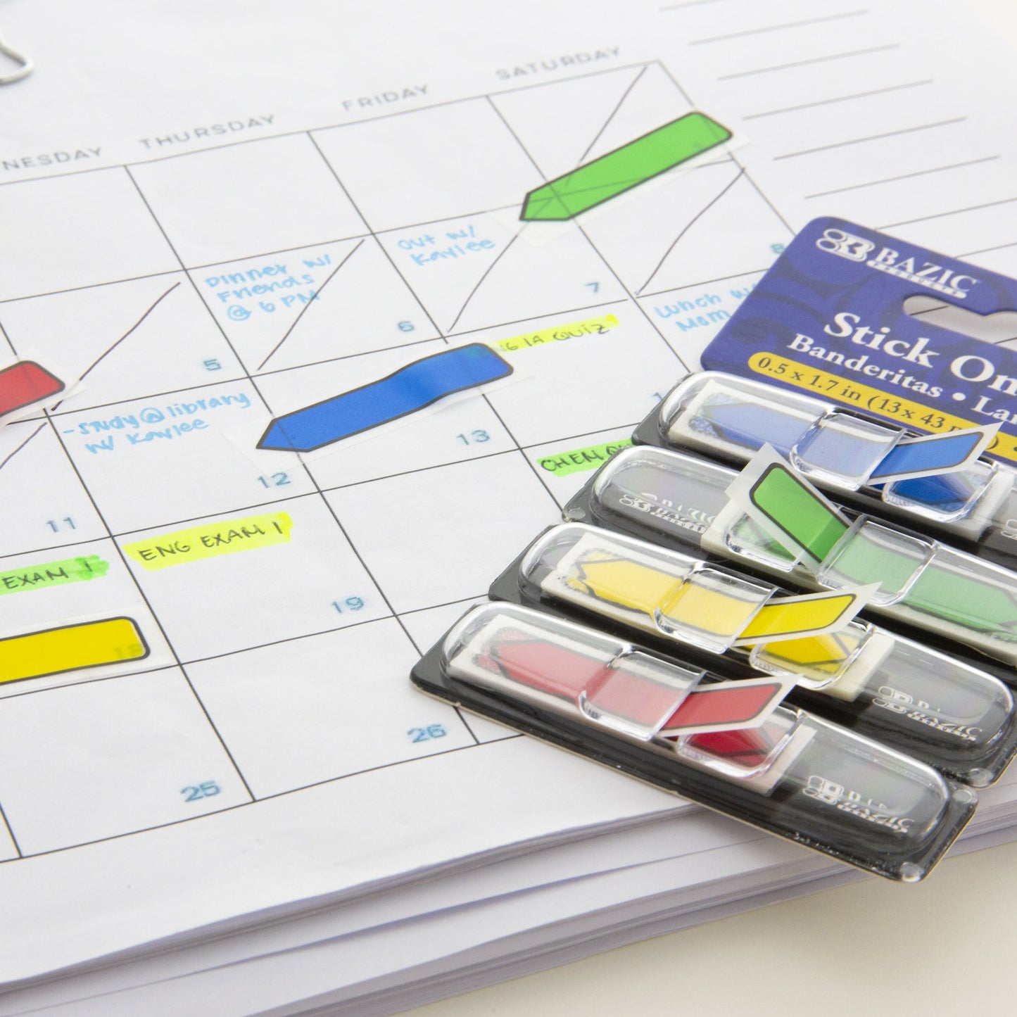 Neon Primary Color Printed Arrow Flags with Dispenser, 25 ct., 4/Pack