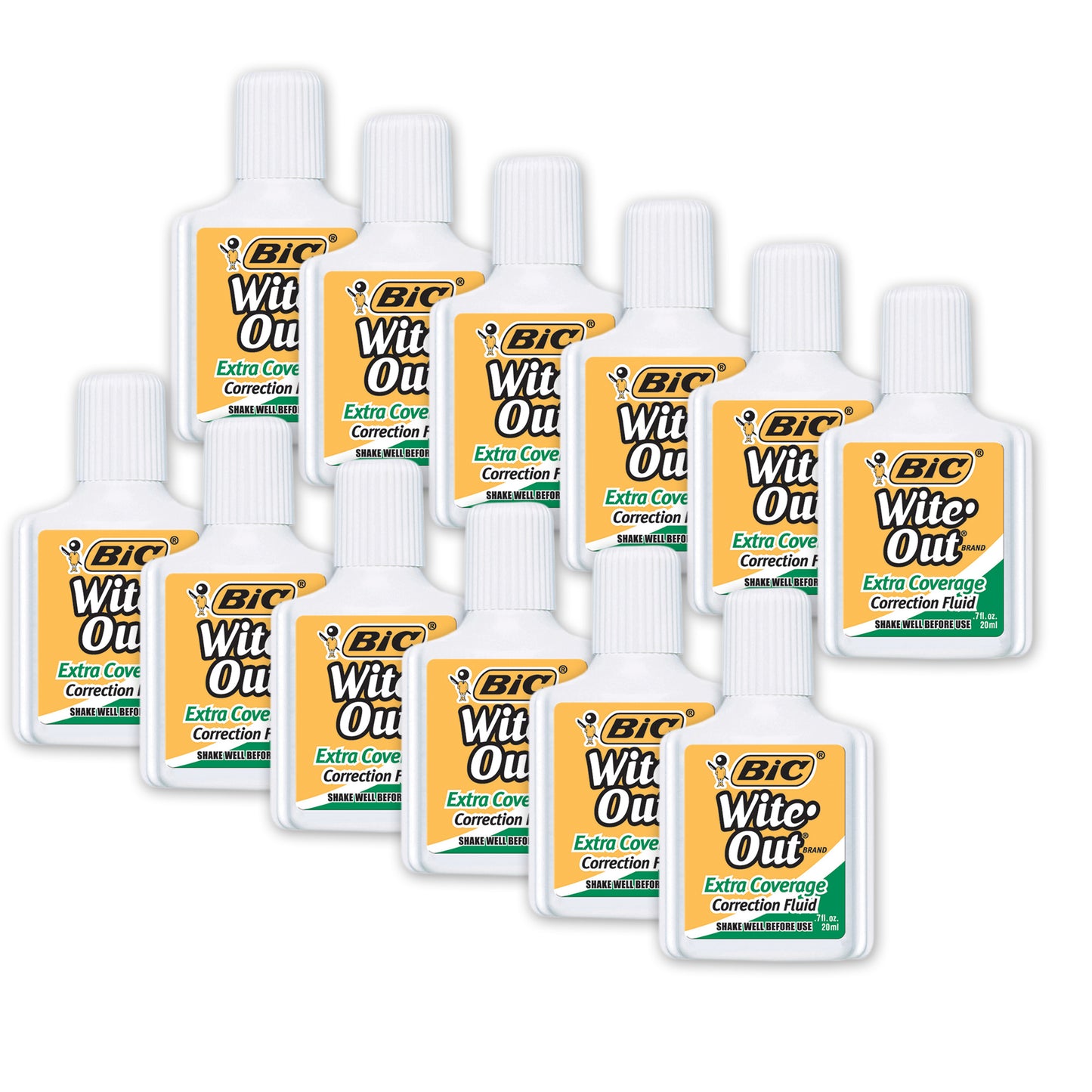 Wite Out® Correction Fluid, Extra Coverage, Pack of 12