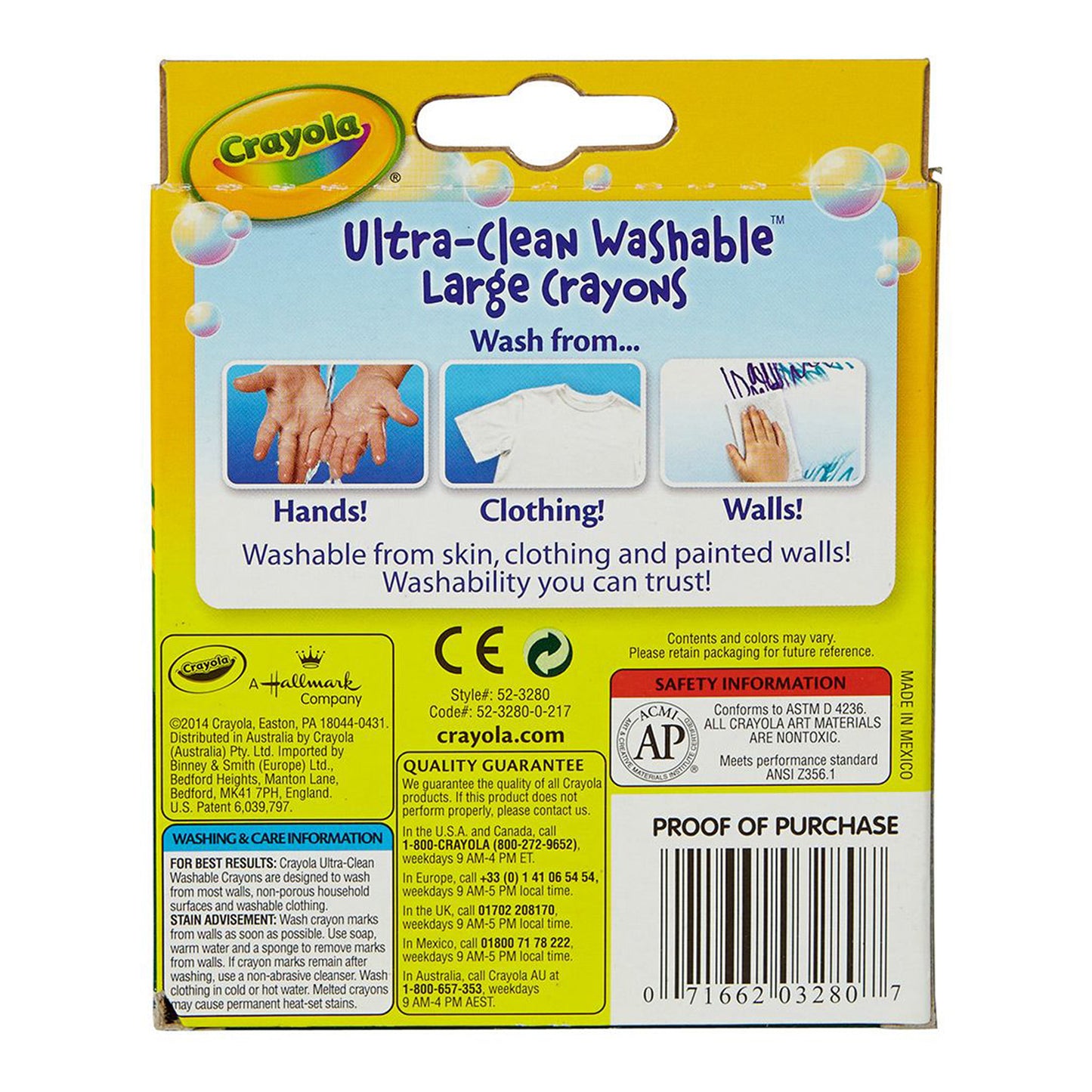Ultra-Clean Washable Crayons, Large Size, 8 Colors