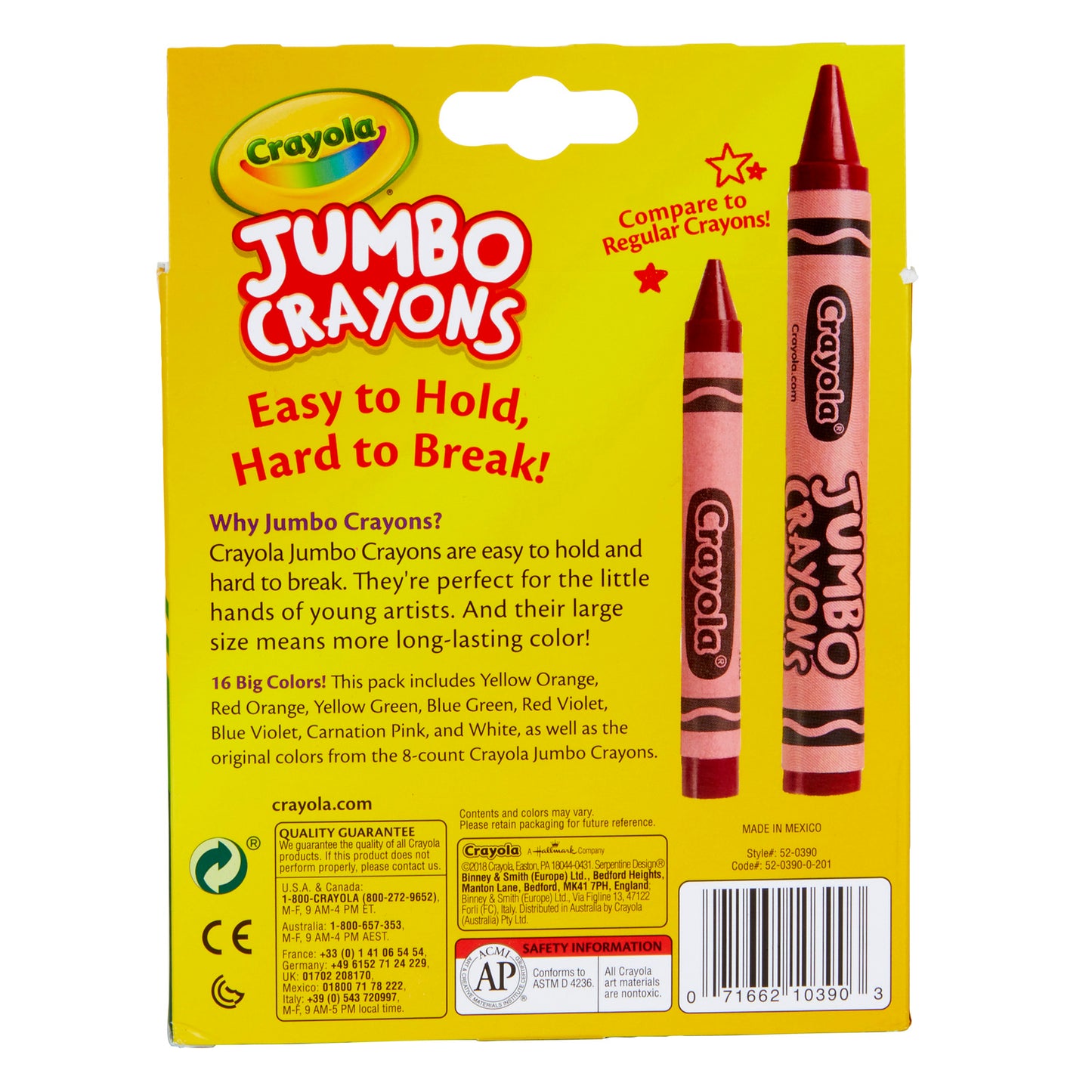 Jumbo Crayons, 16 Colors