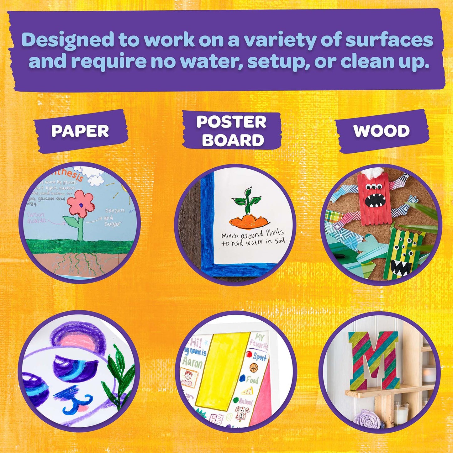 Washable Paint Sticks, 6 colors