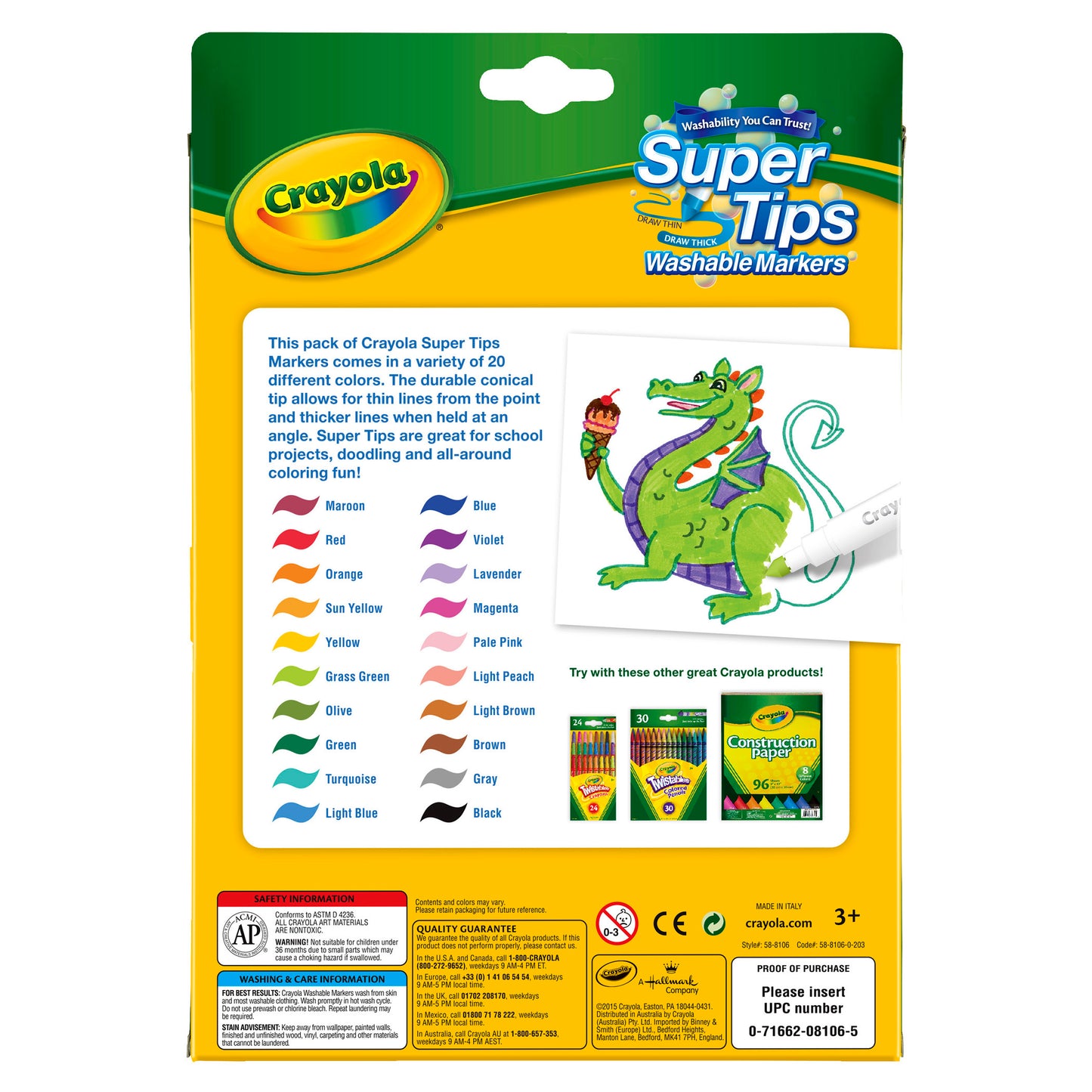 Washable Super Tips Markers, 20 Count