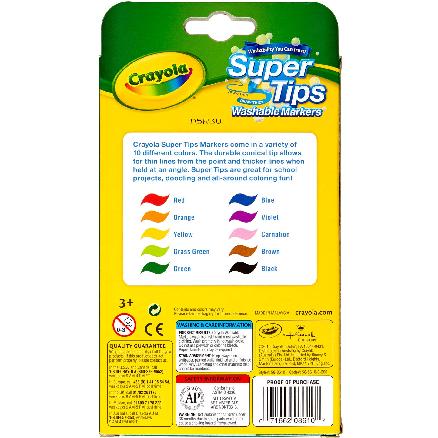 Washable Super Tips Markers, Pack of 10
