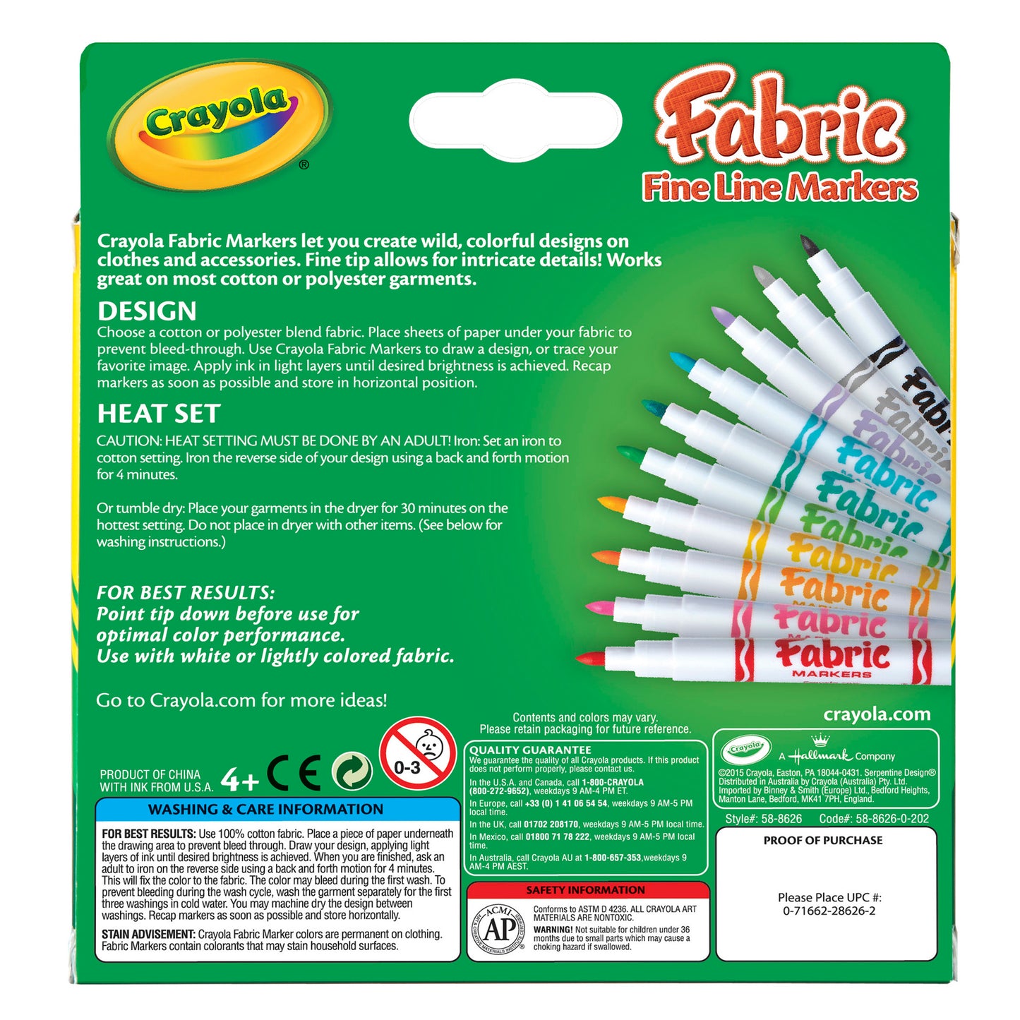 Fabric Markers, Fine Line, 10 Count