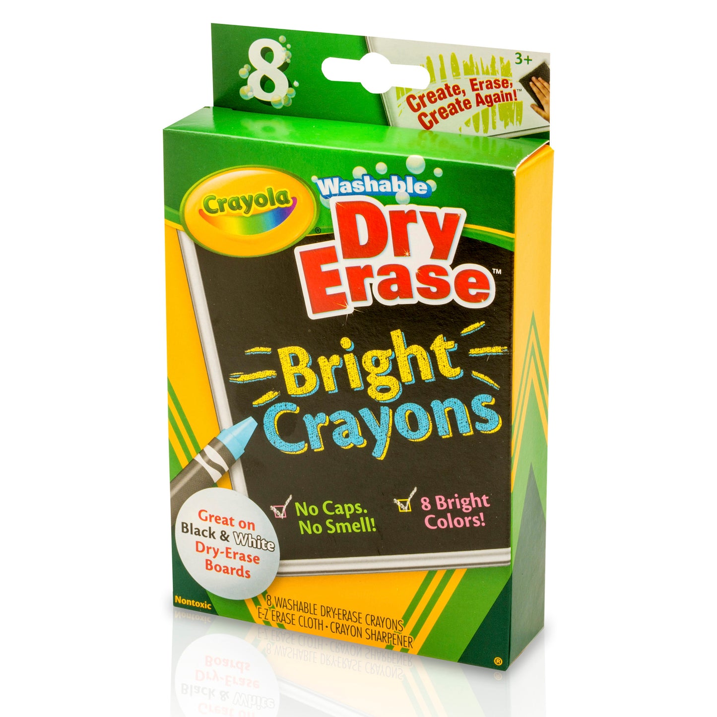 Dry Erase Washable Crayons, Bright Colors, 8 Count