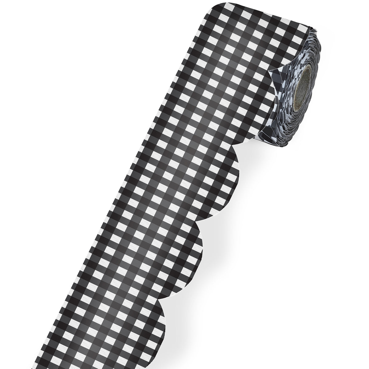 Blk Gingham Rolled Scallop Border