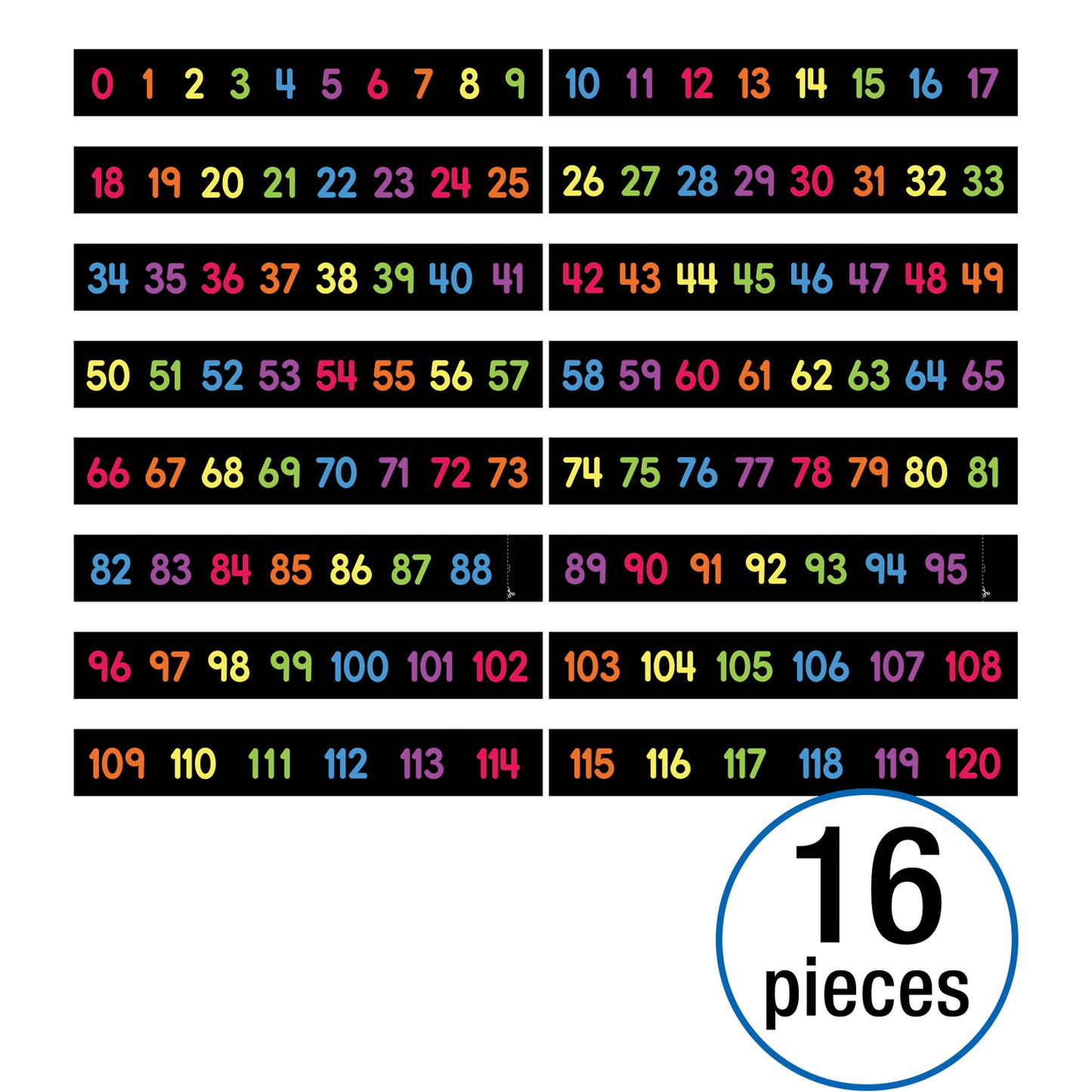 Numbers 0-120 Mini Bulletin Board Set, 16 Pieces