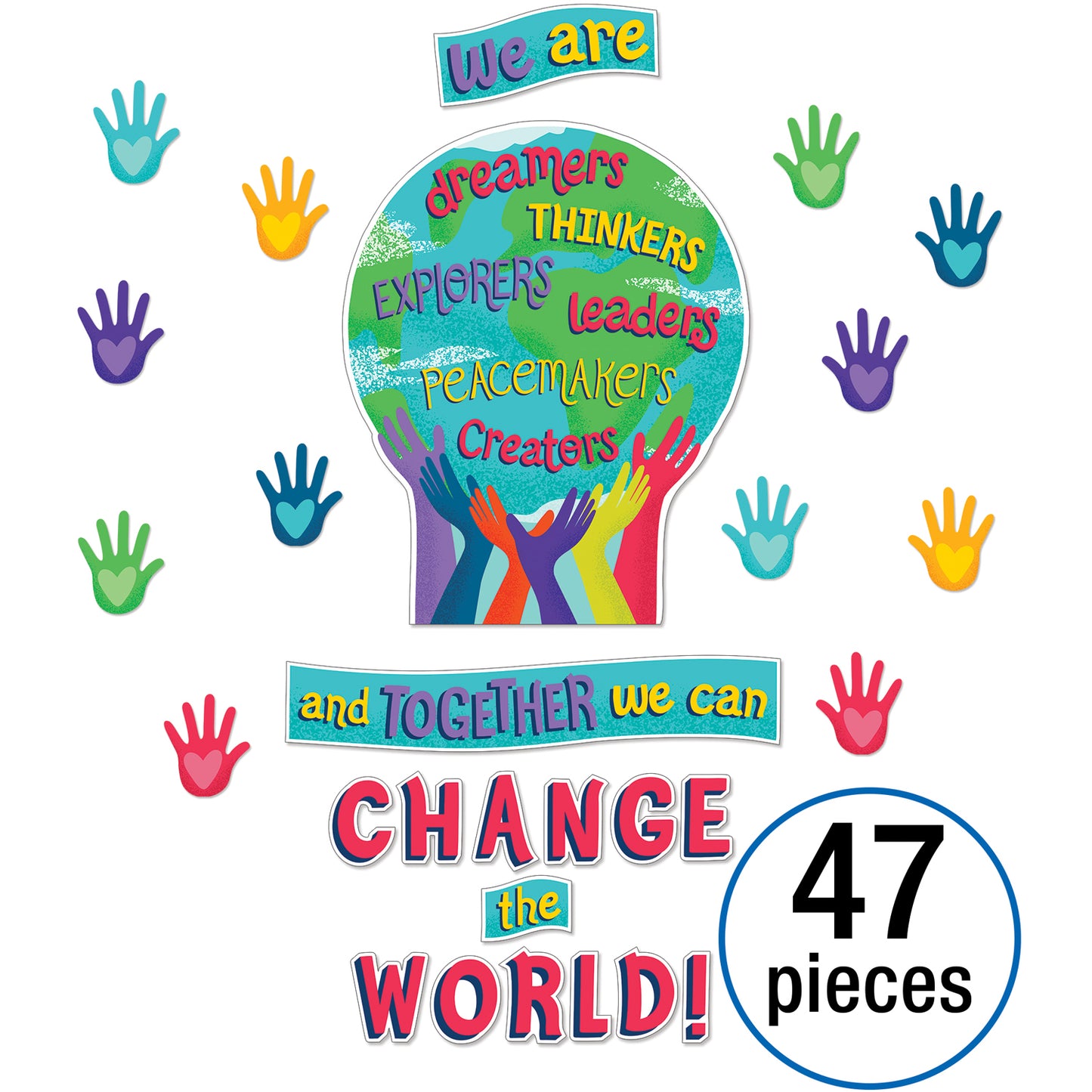 One World Together We Can Change the World Bulletin Board Set, 47 Pieces
