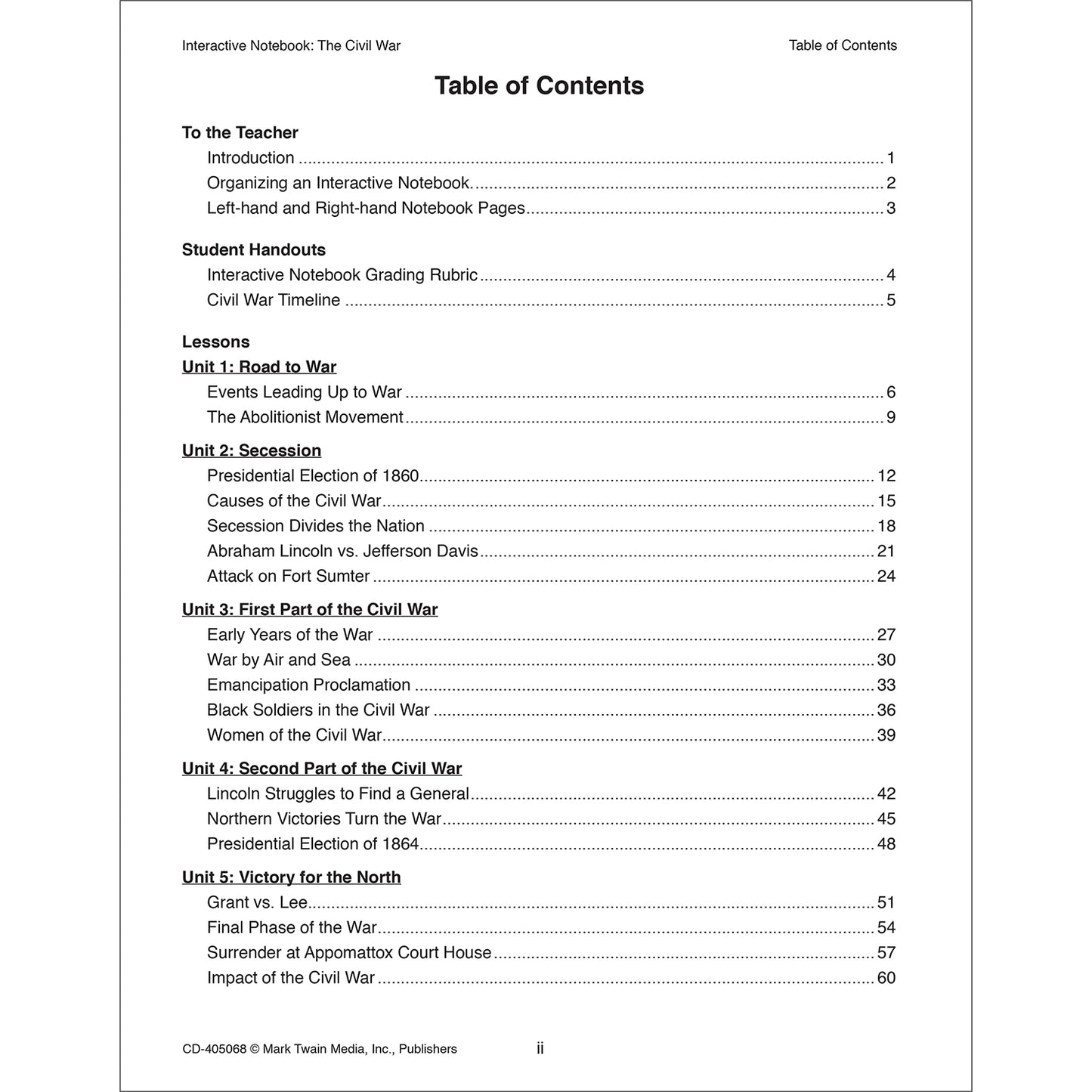 Interactive Notebook: The Civil War, Grade 5-8