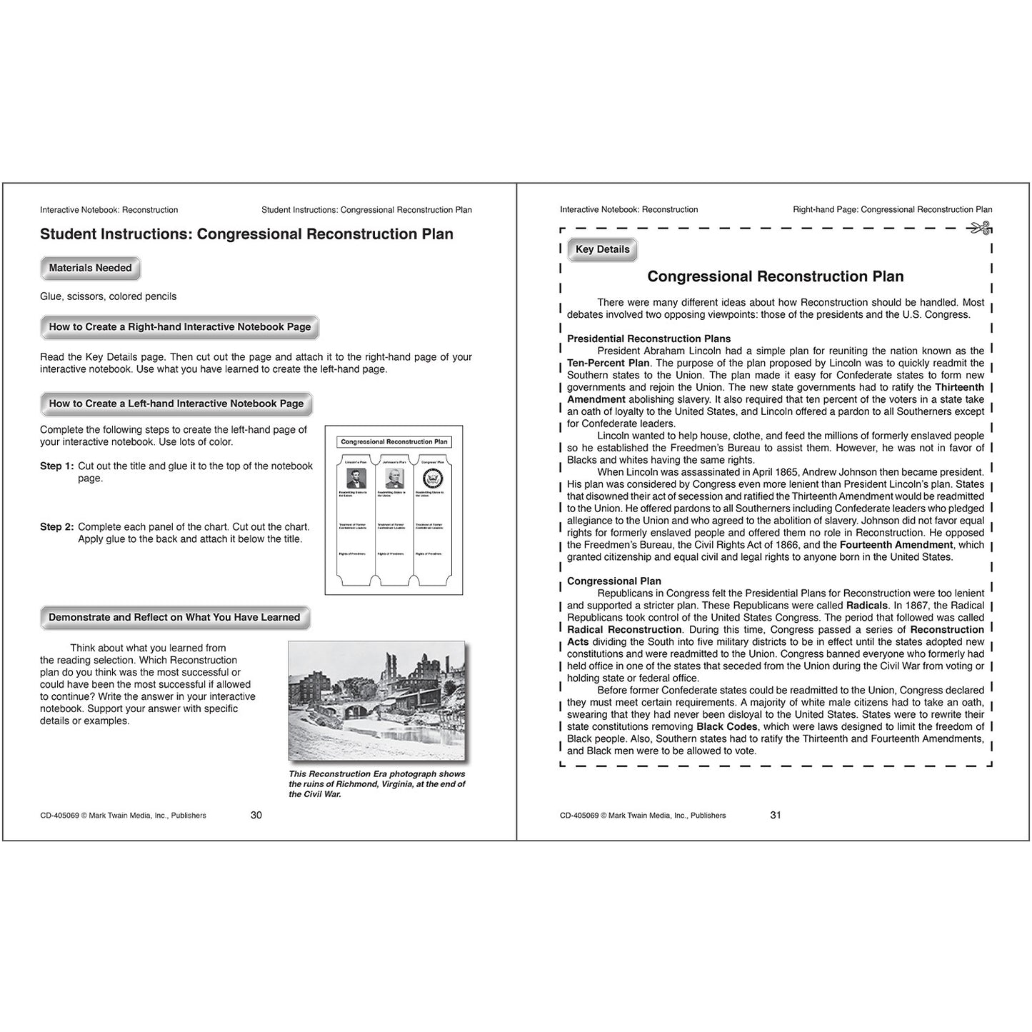 Interactive Notebook: Reconstruction, Grade 5-8