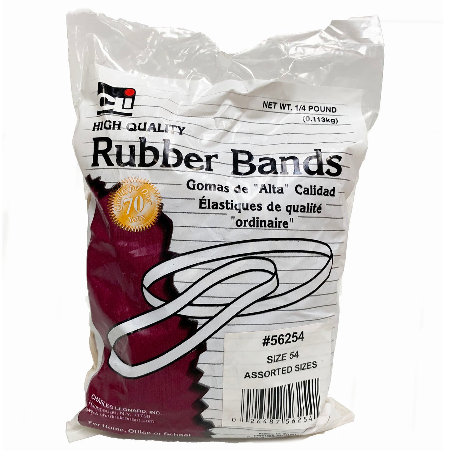 Rubber Bands, Assorted Sizes, 1/4 lb. Bag