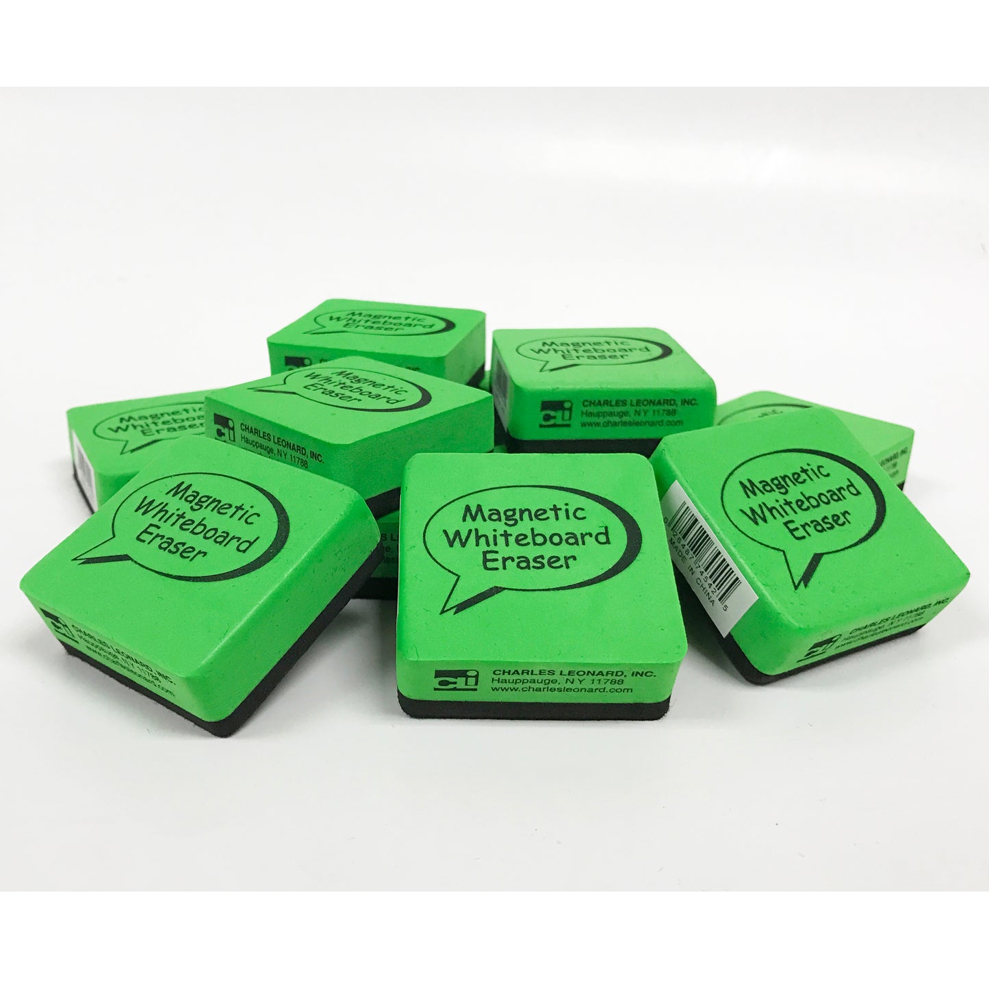 Eraser - Whiteboard - Magnetic, 2" x2", Green/Black, 12 Pack