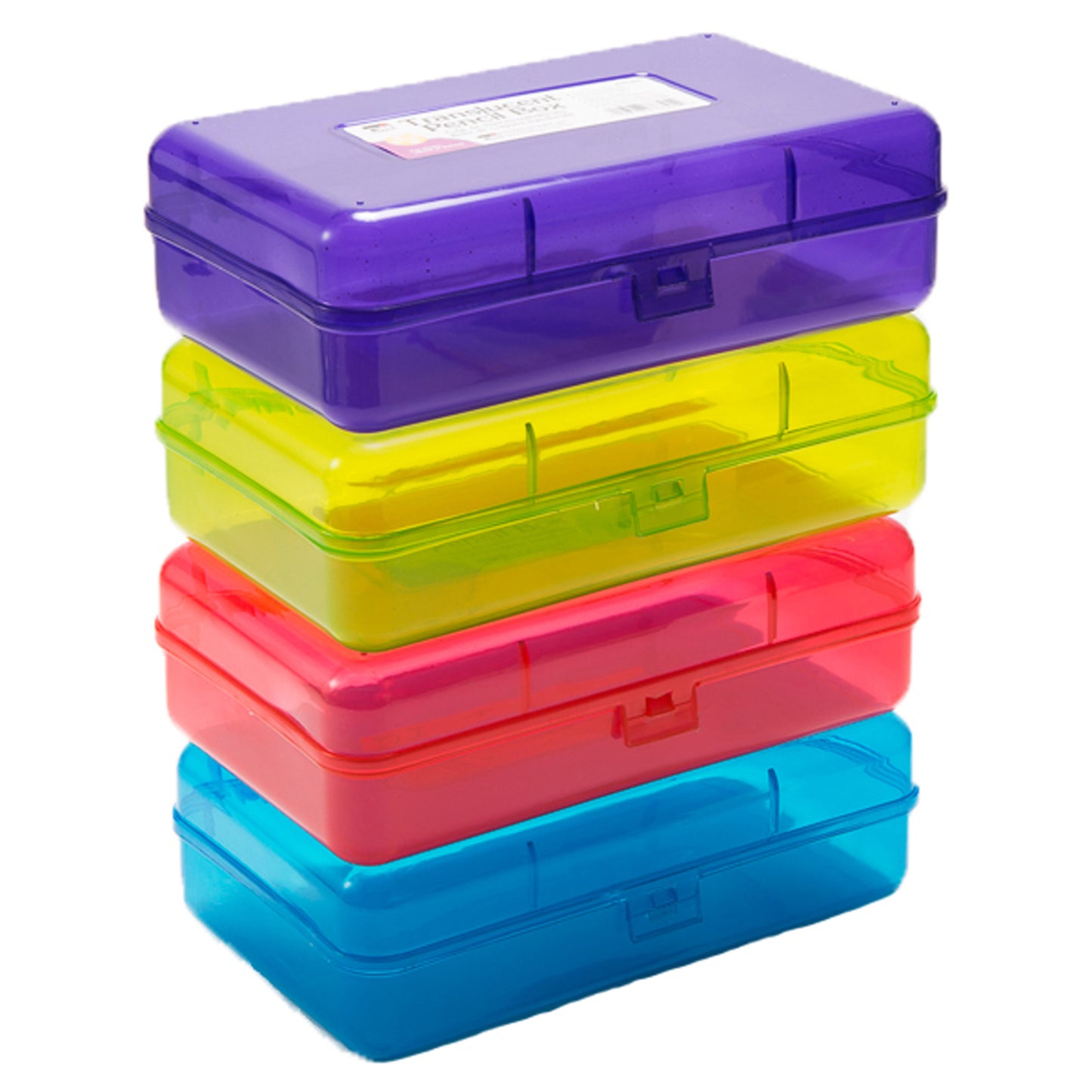 Pencil Box - 2-1/2"H x 5-1/4"D x 8-1/4"W, Translucent Assorted Colors