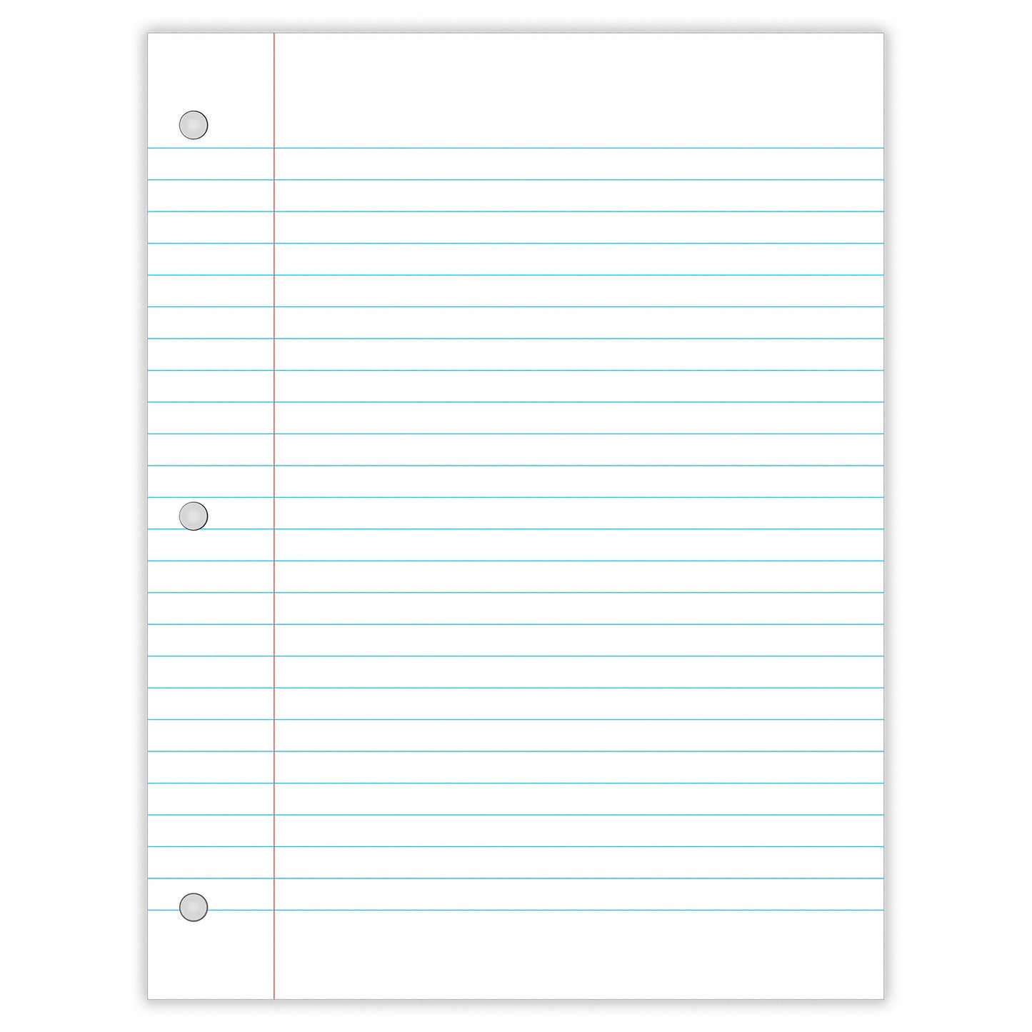 Filler Paper, Wide Ruled, 8" x 10-1/2", White, 100 Sheets