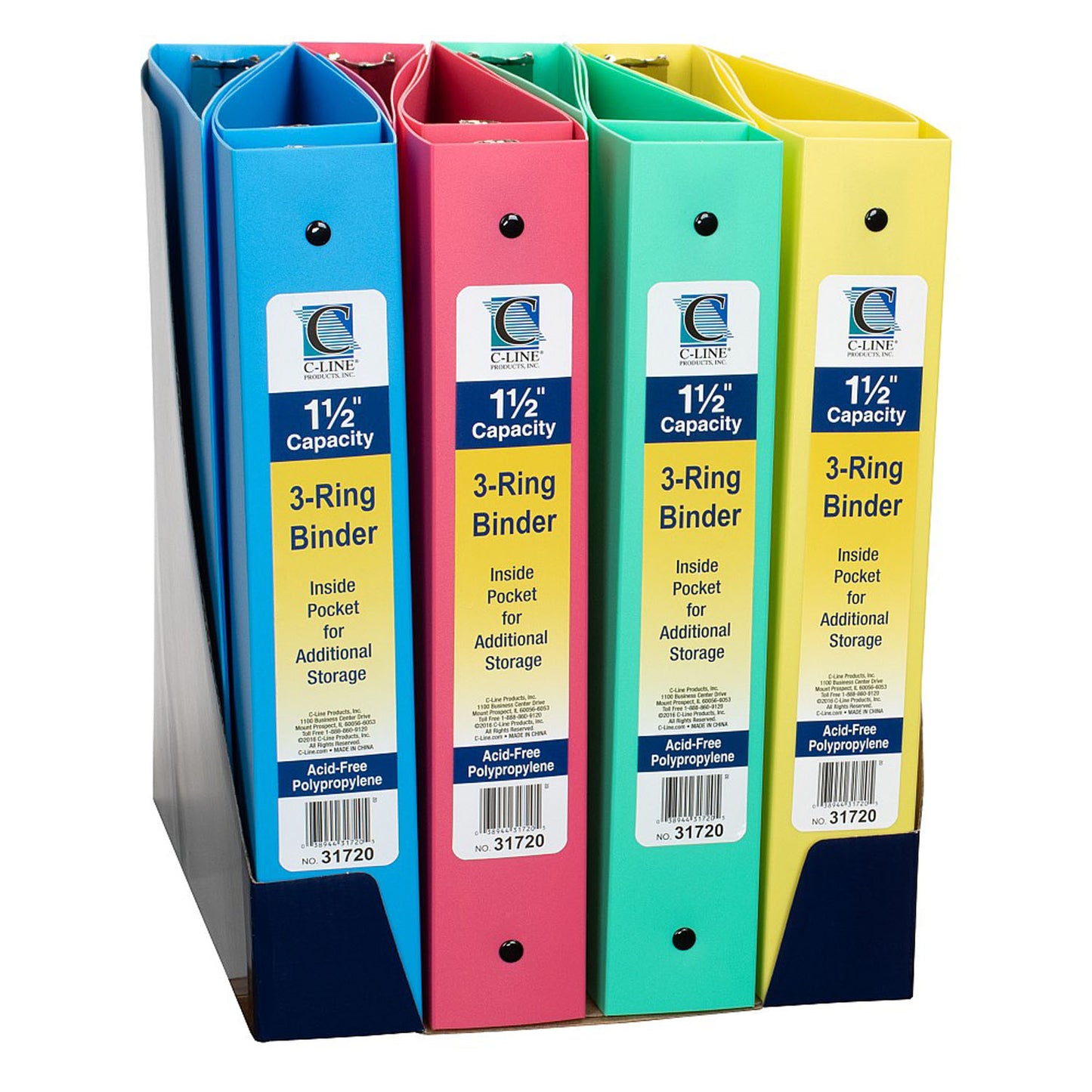 3-Ring Binder, 1.5" Capacity, Assorted Tropic Tones, Pack of 3