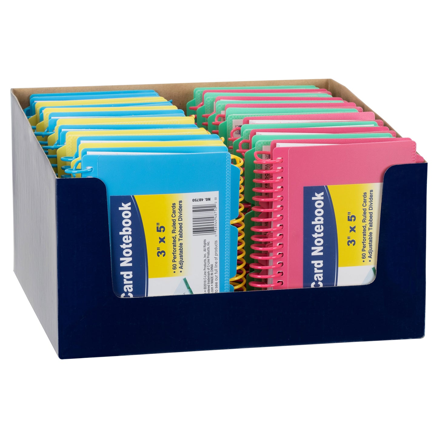Spiral Bound Index Card Notebook with Index Tabs, Assorted Tropic Tones Colors, 1 Each