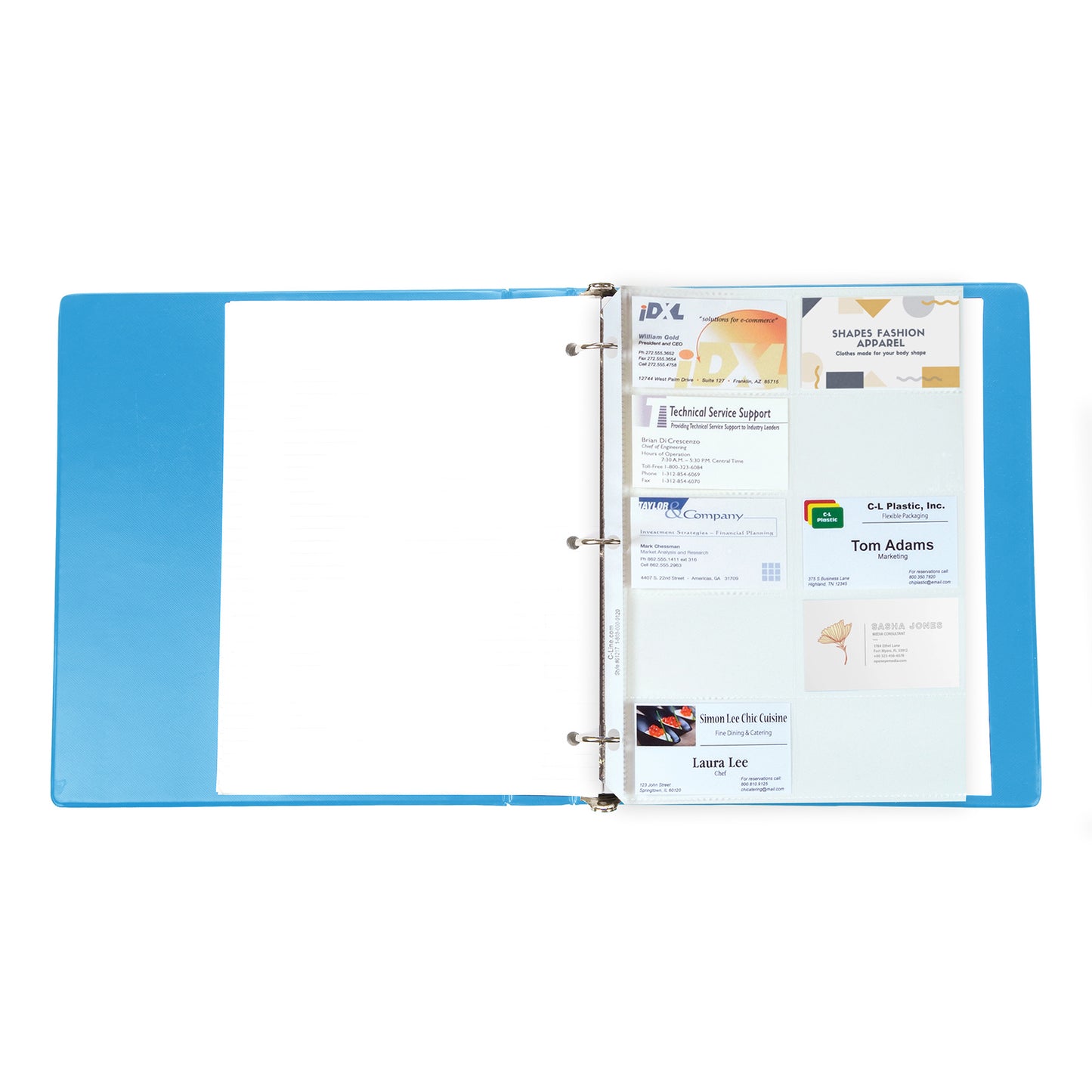 Business Card Holder, Poly without Tabs, Holds 20 Cards/Page, 11-1/4" x 8-1/8", Pack of 10