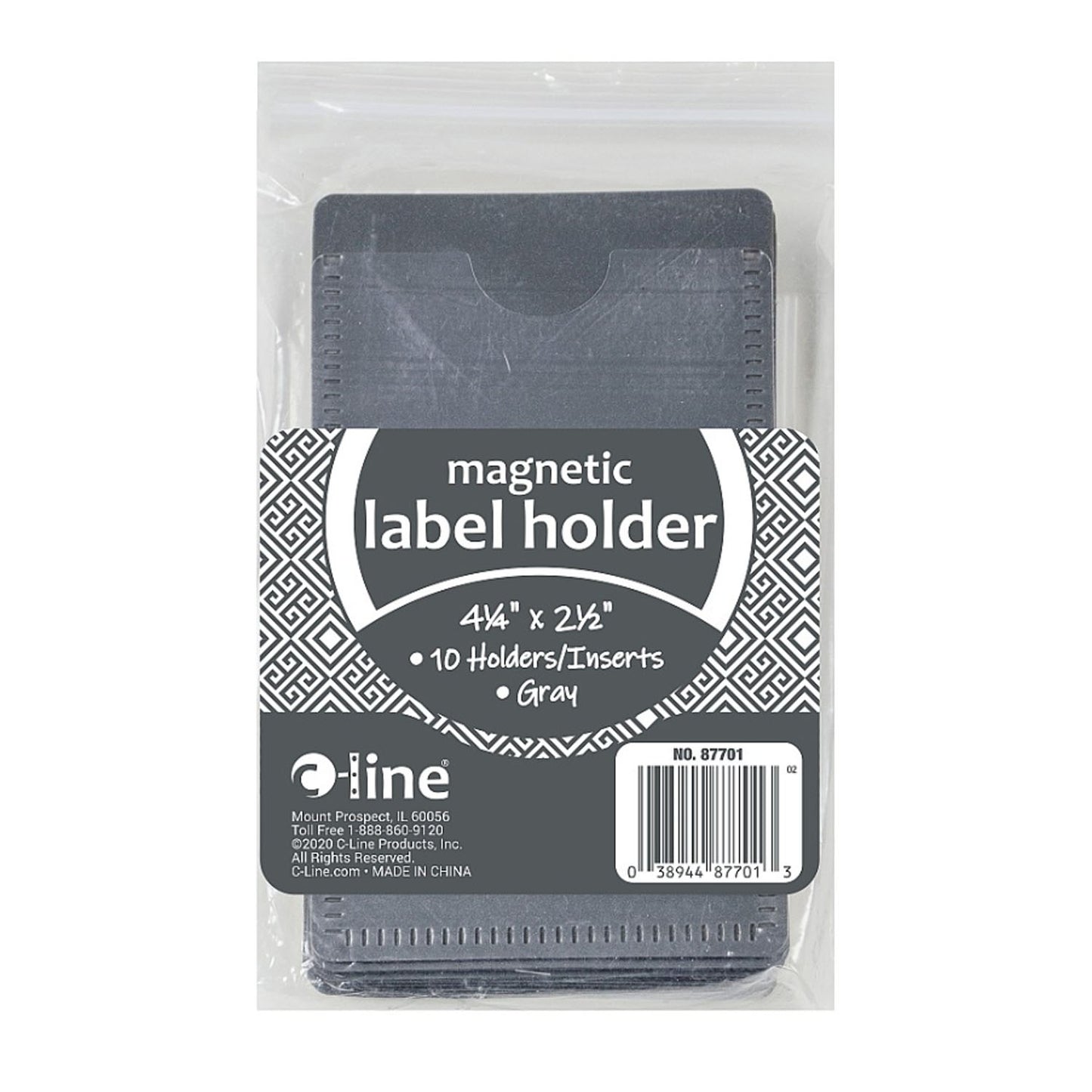 Slap 'N Go Magnetic Holders, Side Load, 4-1/4 x 2-1/2, Gray, Pack of 10