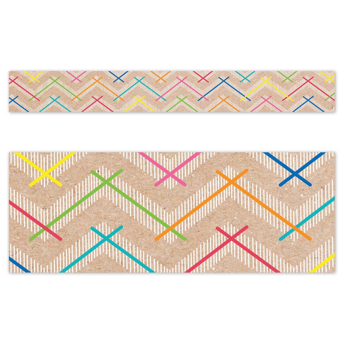Krafty Pop Colorful Kraft Chevron EZ Border, 48 Feet