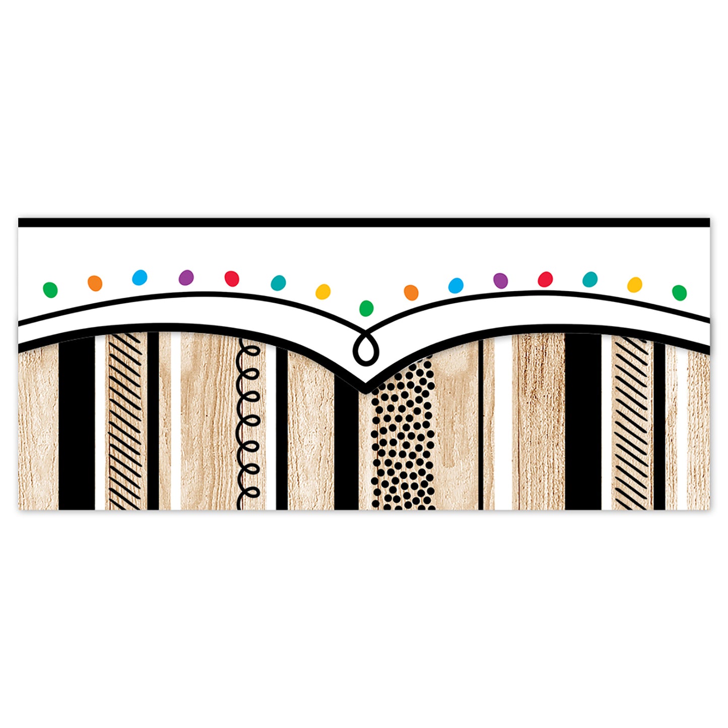 Stripes And Doodles On Wood Border