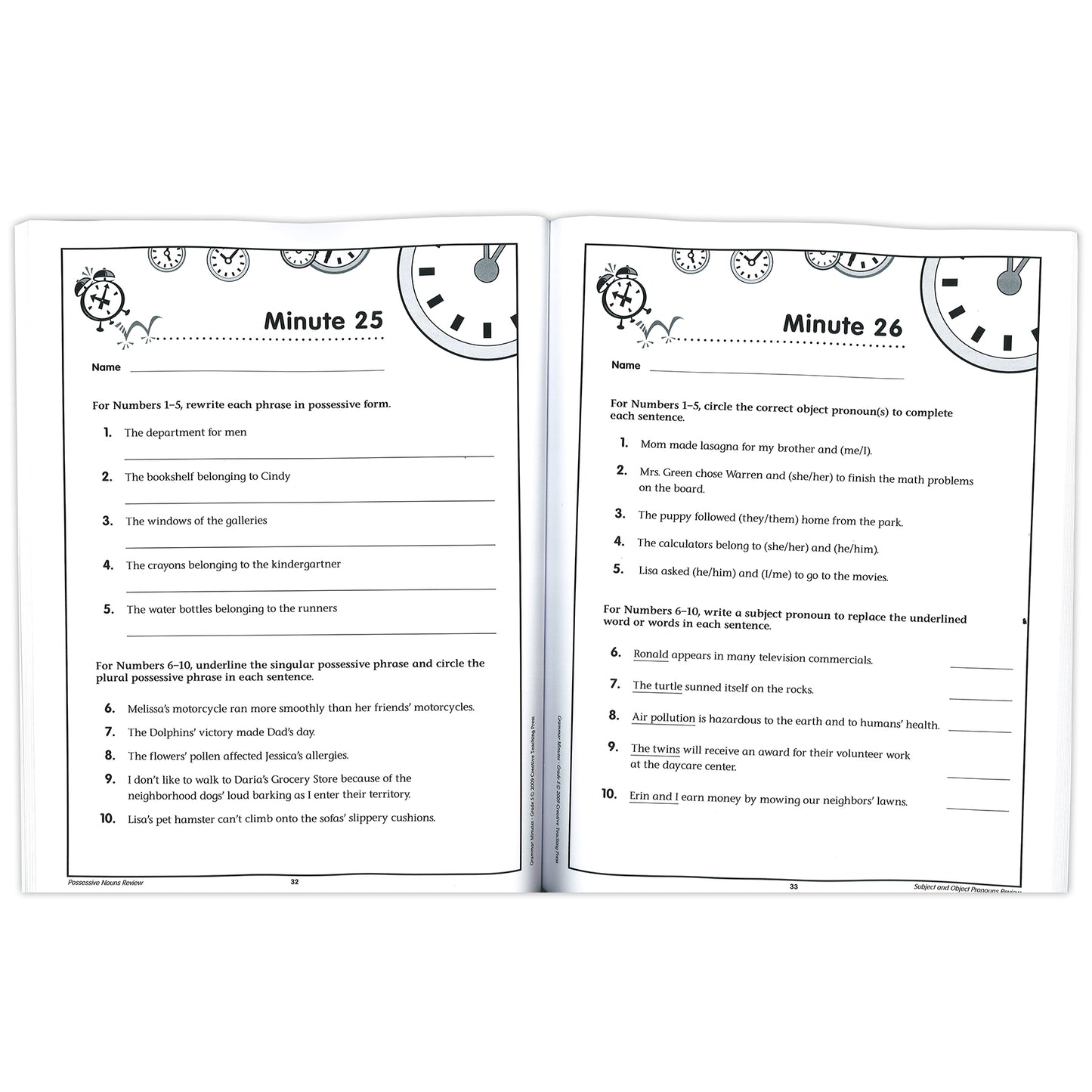 Grammar Minutes Workbook, Grade 5