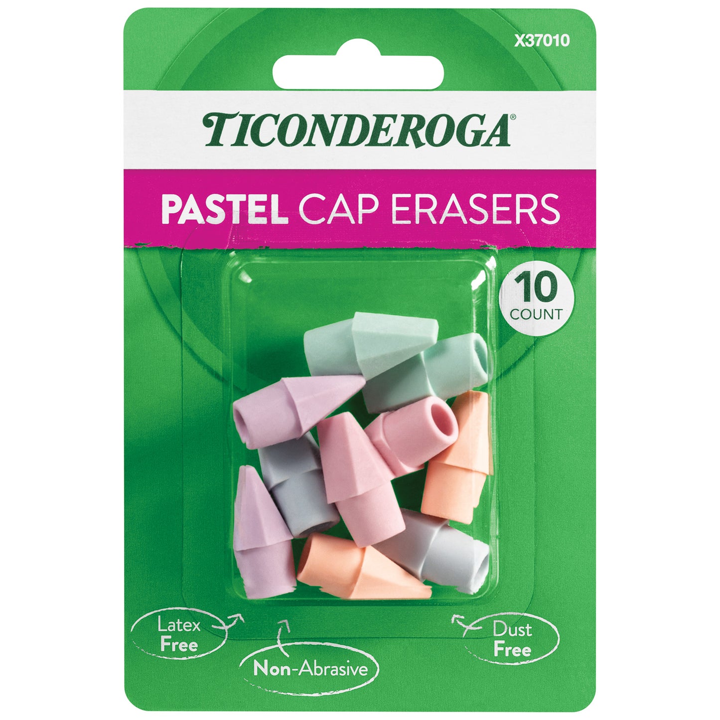 10ct Pastel Cap Eraser Ticonderoga