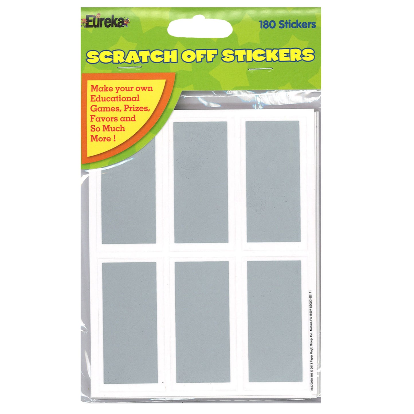 Rectangles Scratch Off Stickers, Pack of 180