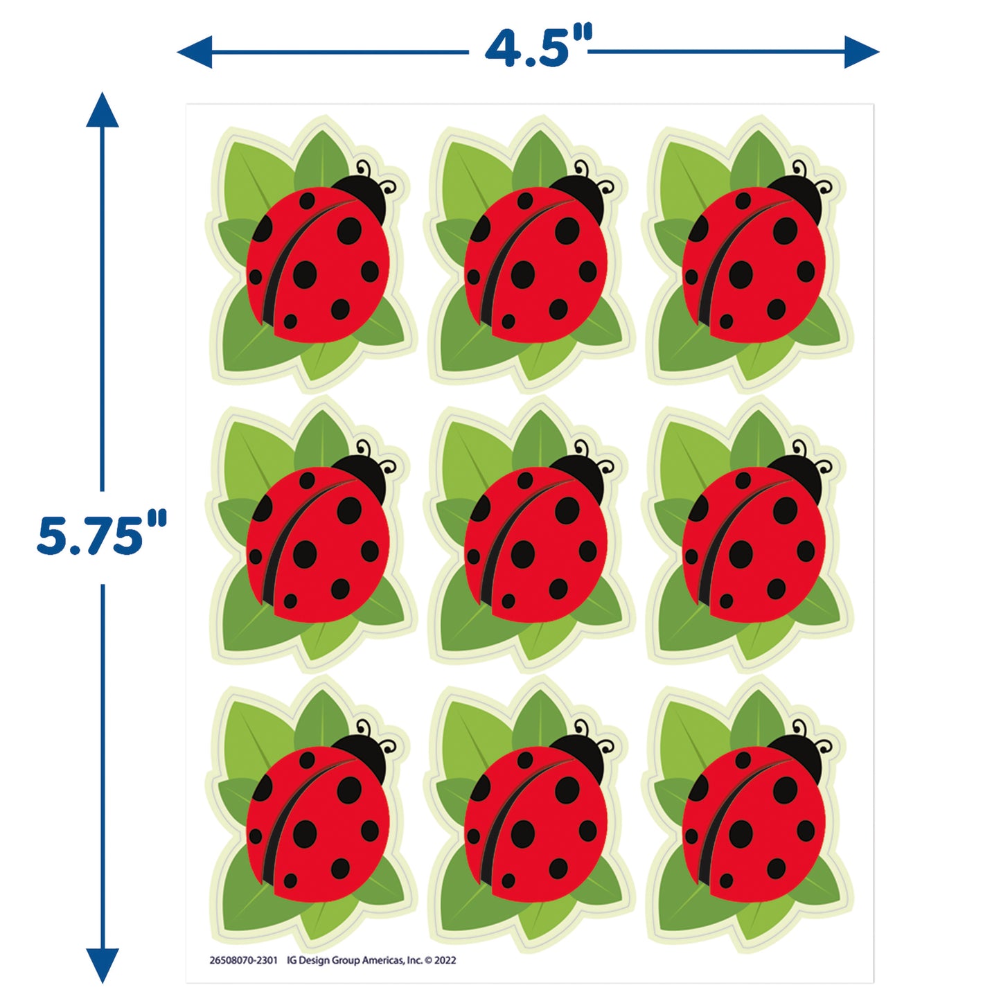 Ladybugs Giant Stickers, Pack of 36