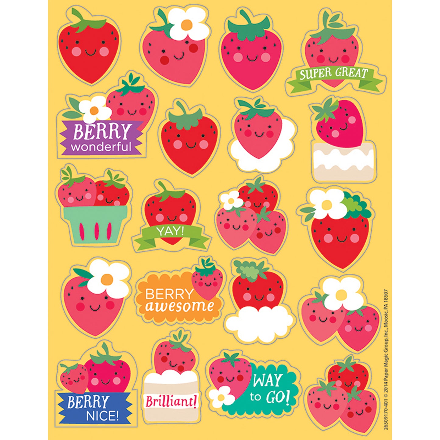 Strawberry Scented Stickers, Pack of 80