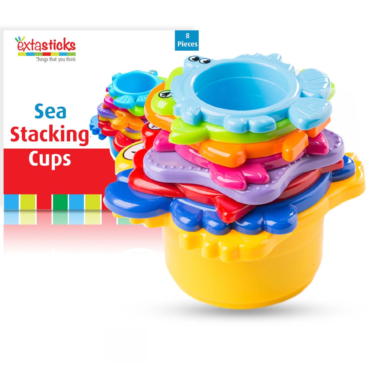 Beautiful Colored Stacking Cups With Sea Animals