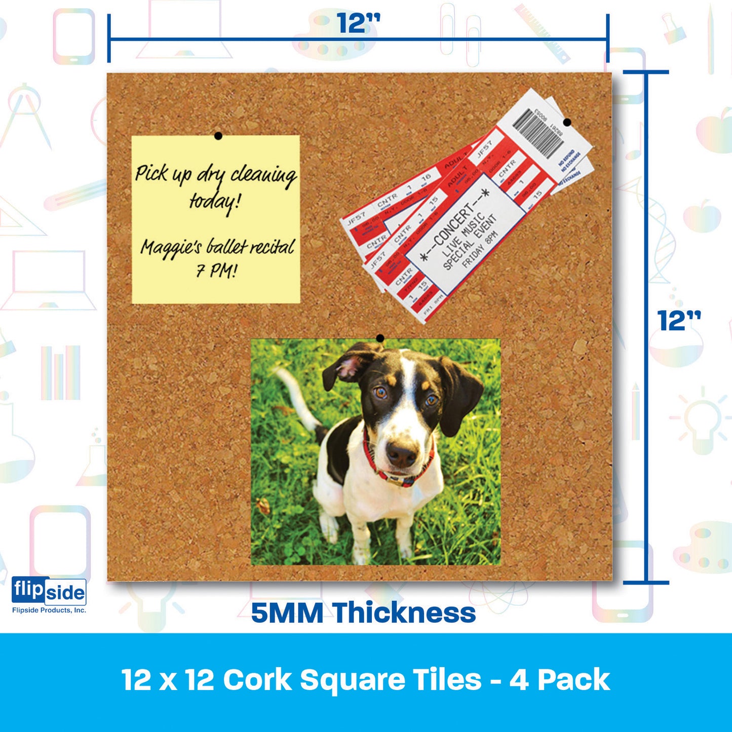 Cork Tiles, 12" x 12", Set of 4